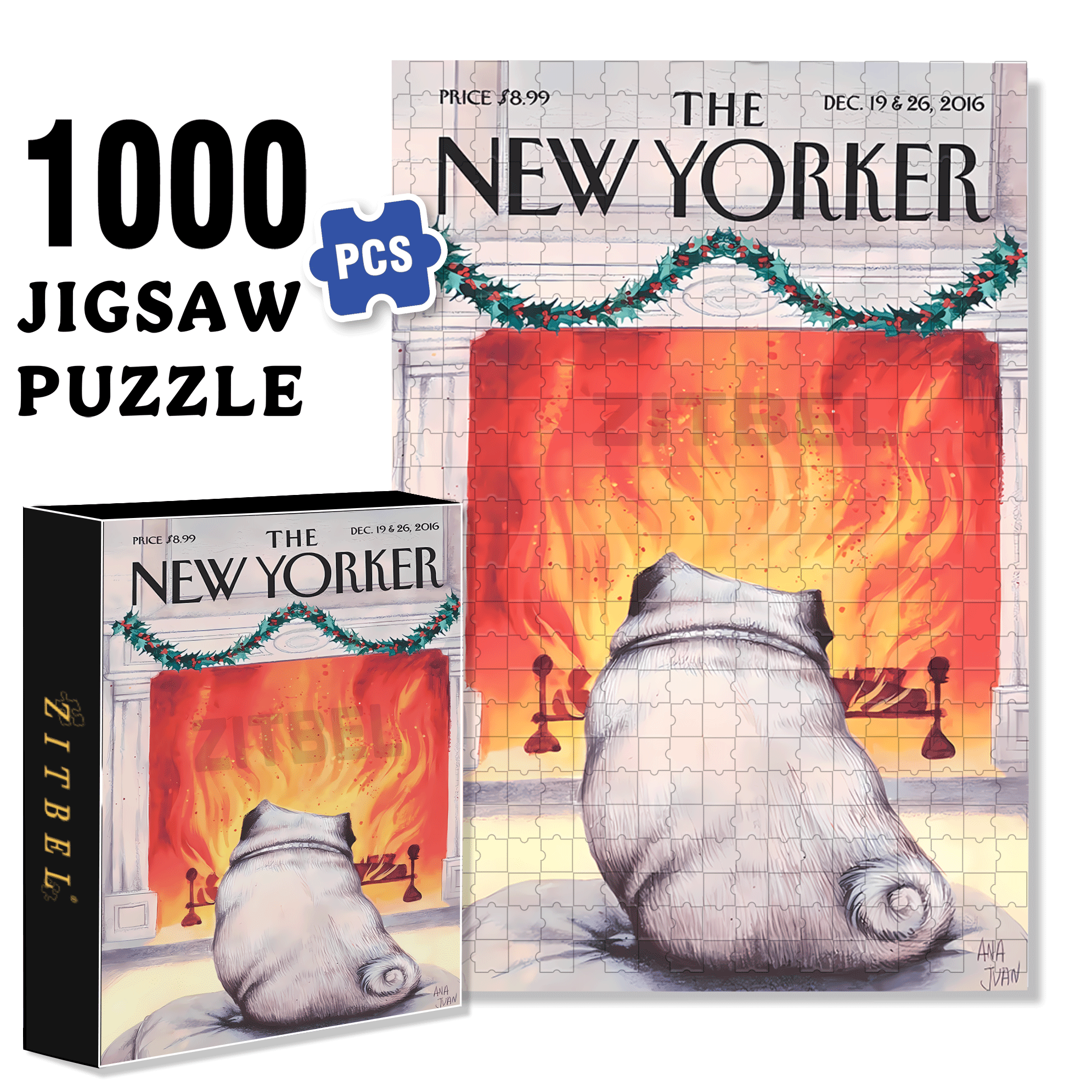 Yule Dog Mini 500pcs/1000pcs Jigsaw Puzzle, Scratch-Resistant, Interactive Family Game & Brain-Boosting DIY Decor, Perfect for Halloween, Christmas & New Year Gifts, Family Puzzle Game