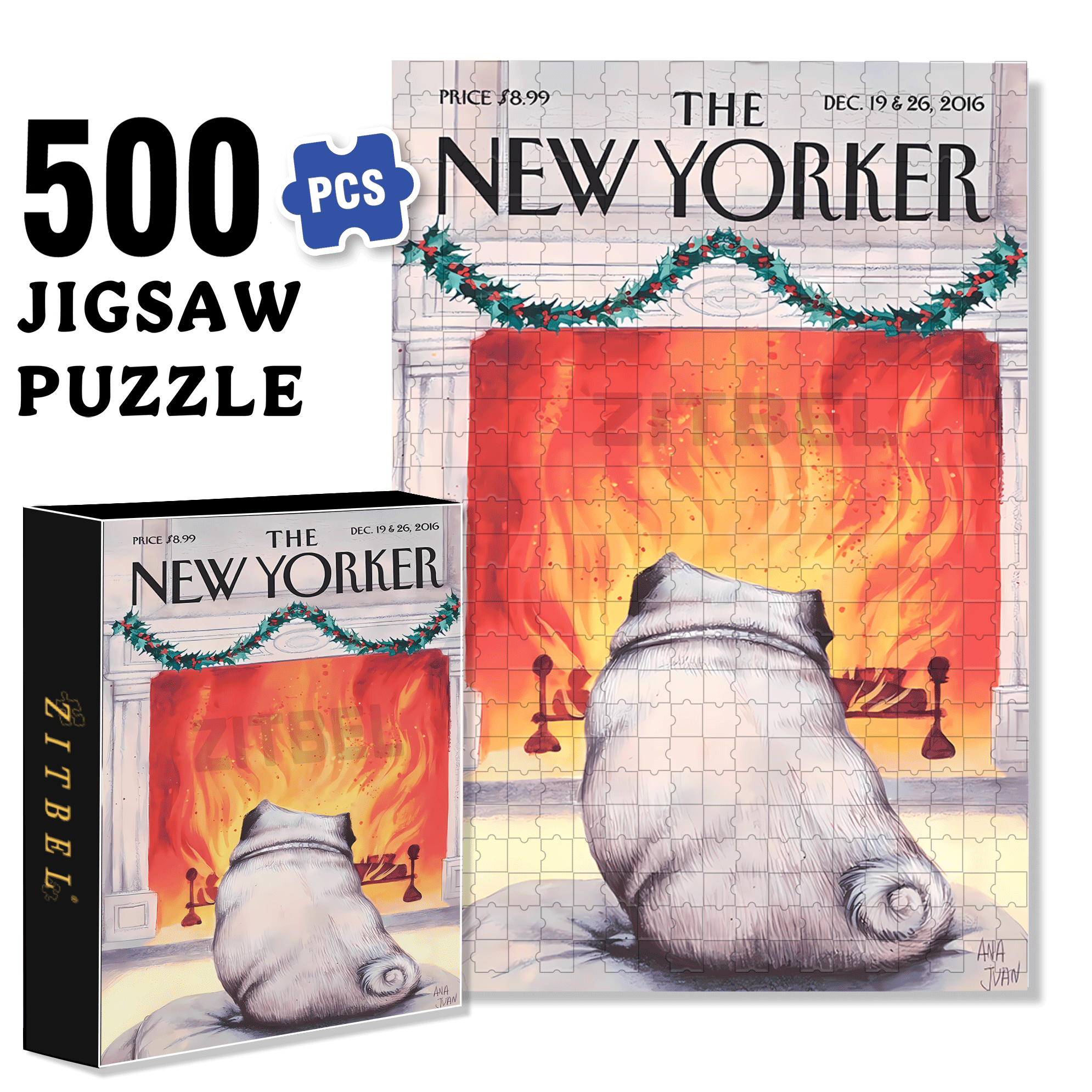Yule Dog Mini 500pcs/1000pcs Jigsaw Puzzle, Scratch-Resistant, Interactive Family Game & Brain-Boosting DIY Decor, Perfect for Halloween, Christmas & New Year Gifts, Family Puzzle Game