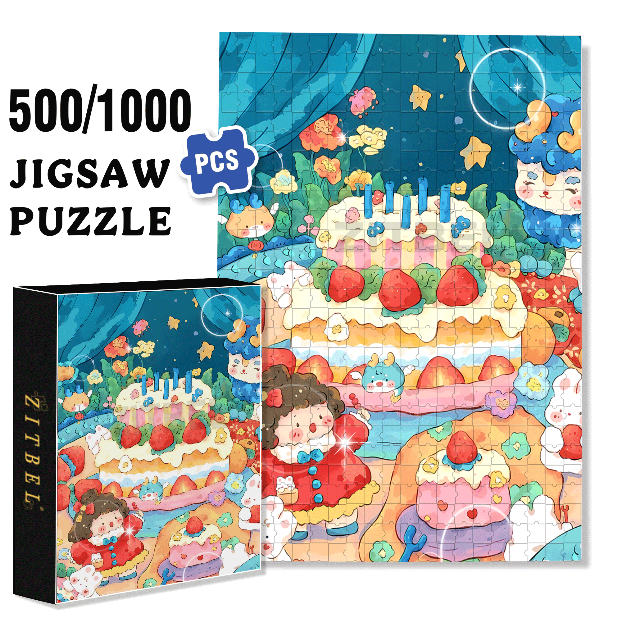 5th Birthday 500pcs/1000pcs Jigsaw Puzzle, Scratch-Resistant, Interactive Family Game & Brain-Boosting DIY Decor, Perfect for Halloween, Christmas & New Year Gifts, Family Puzzle Game