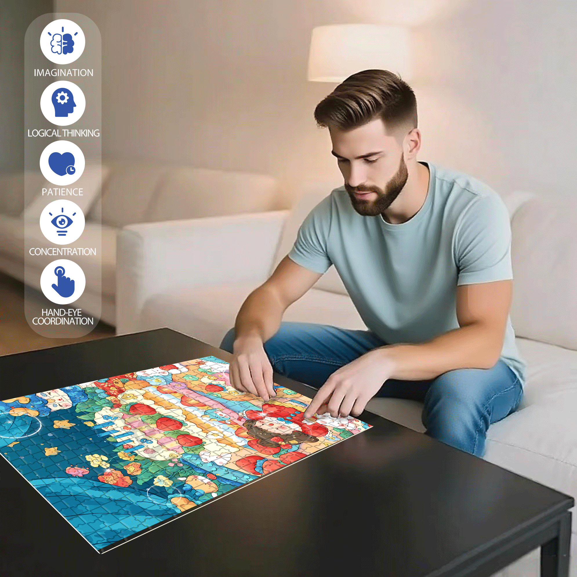 5th Birthday 500pcs/1000pcs Jigsaw Puzzle, Scratch-Resistant, Interactive Family Game & Brain-Boosting DIY Decor, Perfect for Halloween, Christmas & New Year Gifts, Family Puzzle Game