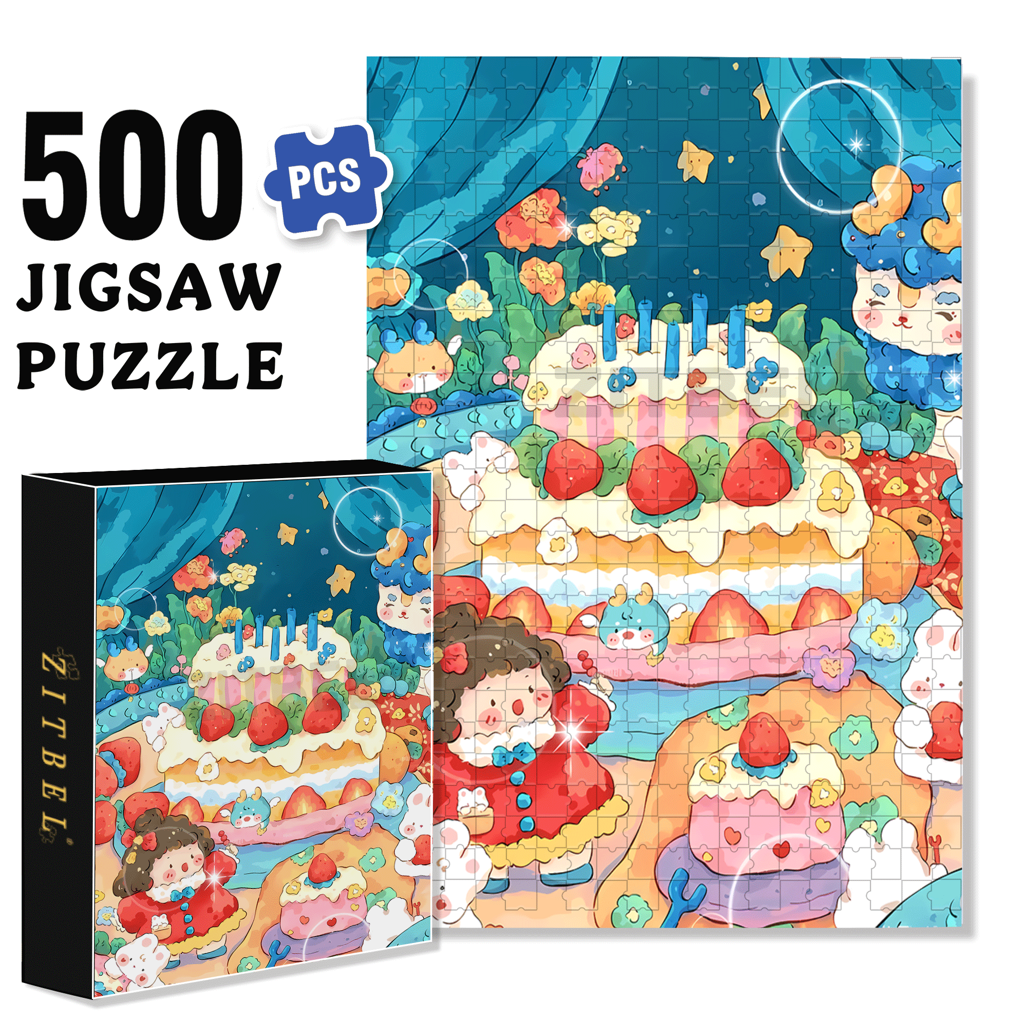 5th Birthday 500pcs/1000pcs Jigsaw Puzzle, Scratch-Resistant, Interactive Family Game & Brain-Boosting DIY Decor, Perfect for Halloween, Christmas & New Year Gifts, Family Puzzle Game