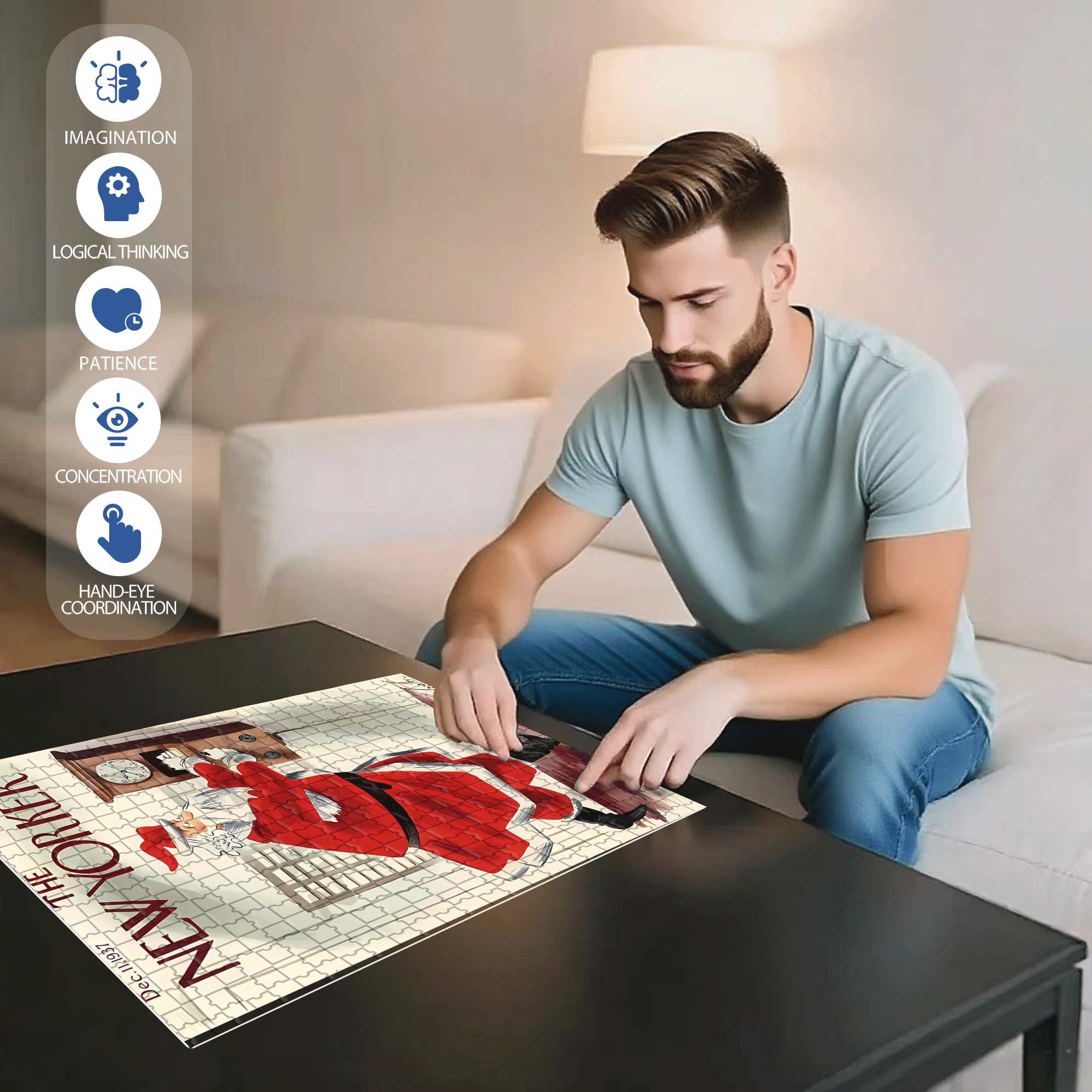 940 500pcs/1000pcs Jigsaw Puzzle, Scratch-Resistant, Interactive Family Game & Brain-Boosting DIY Decor, Perfect for Halloween, Christmas & New Year Gifts, Family Puzzle Game