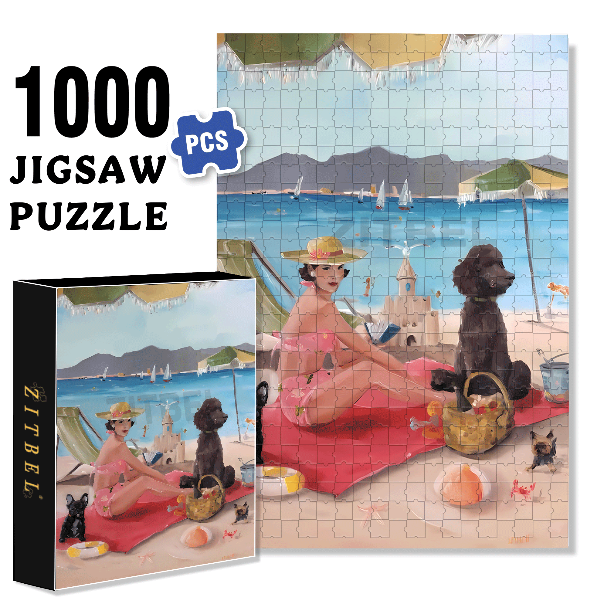 A Day in St. Tropez 500pcs/1000pcs Jigsaw Puzzle, Scratch-Resistant, Interactive Family Game & Brain-Boosting DIY Decor, Perfect for Halloween, Christmas & New Year Gifts, Family Puzzle Game