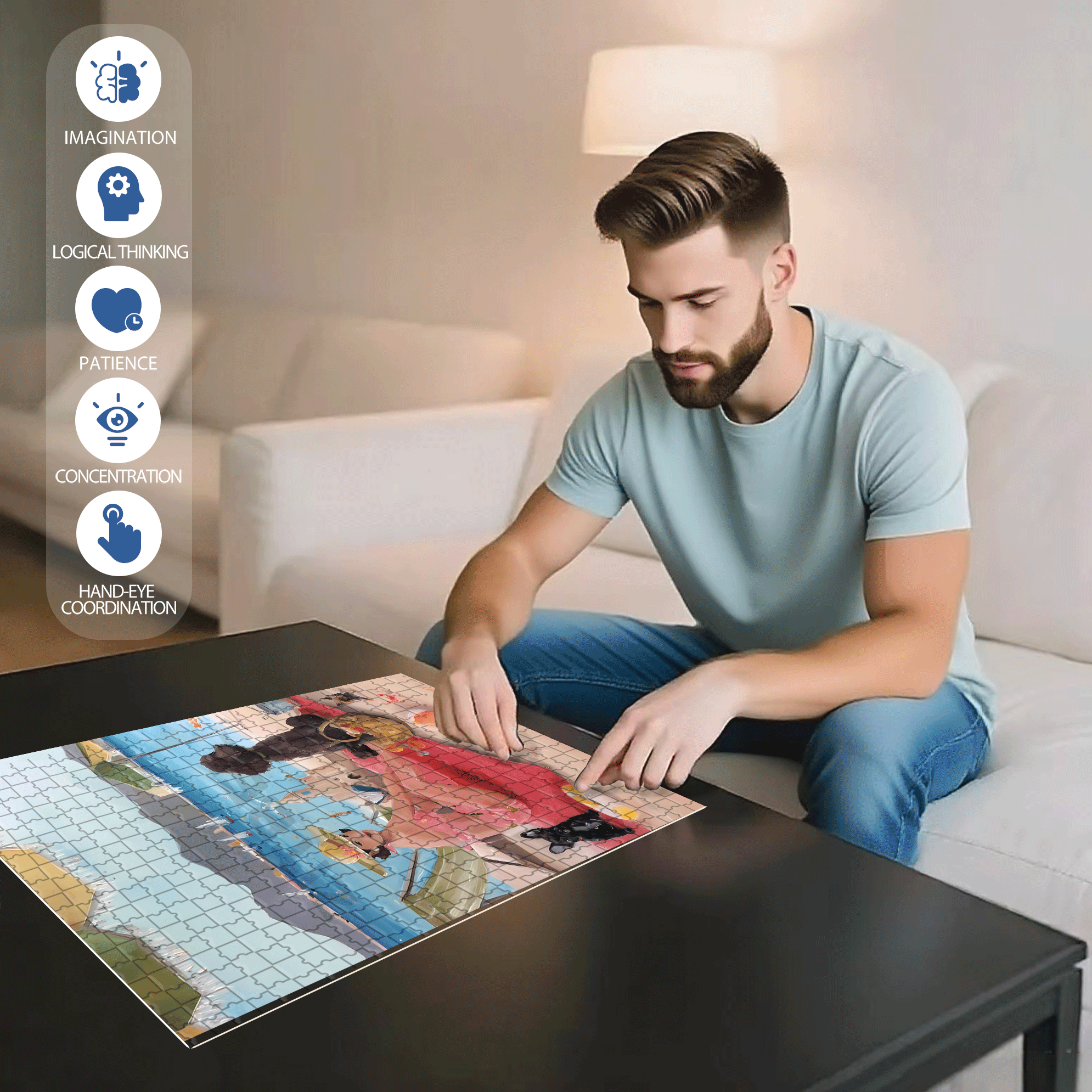 A Day in St. Tropez 500pcs/1000pcs Jigsaw Puzzle, Scratch-Resistant, Interactive Family Game & Brain-Boosting DIY Decor, Perfect for Halloween, Christmas & New Year Gifts, Family Puzzle Game