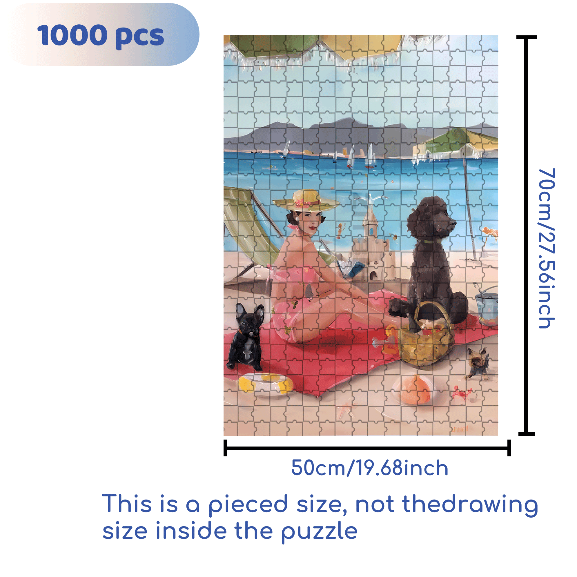 A Day in St. Tropez 500pcs/1000pcs Jigsaw Puzzle, Scratch-Resistant, Interactive Family Game & Brain-Boosting DIY Decor, Perfect for Halloween, Christmas & New Year Gifts, Family Puzzle Game