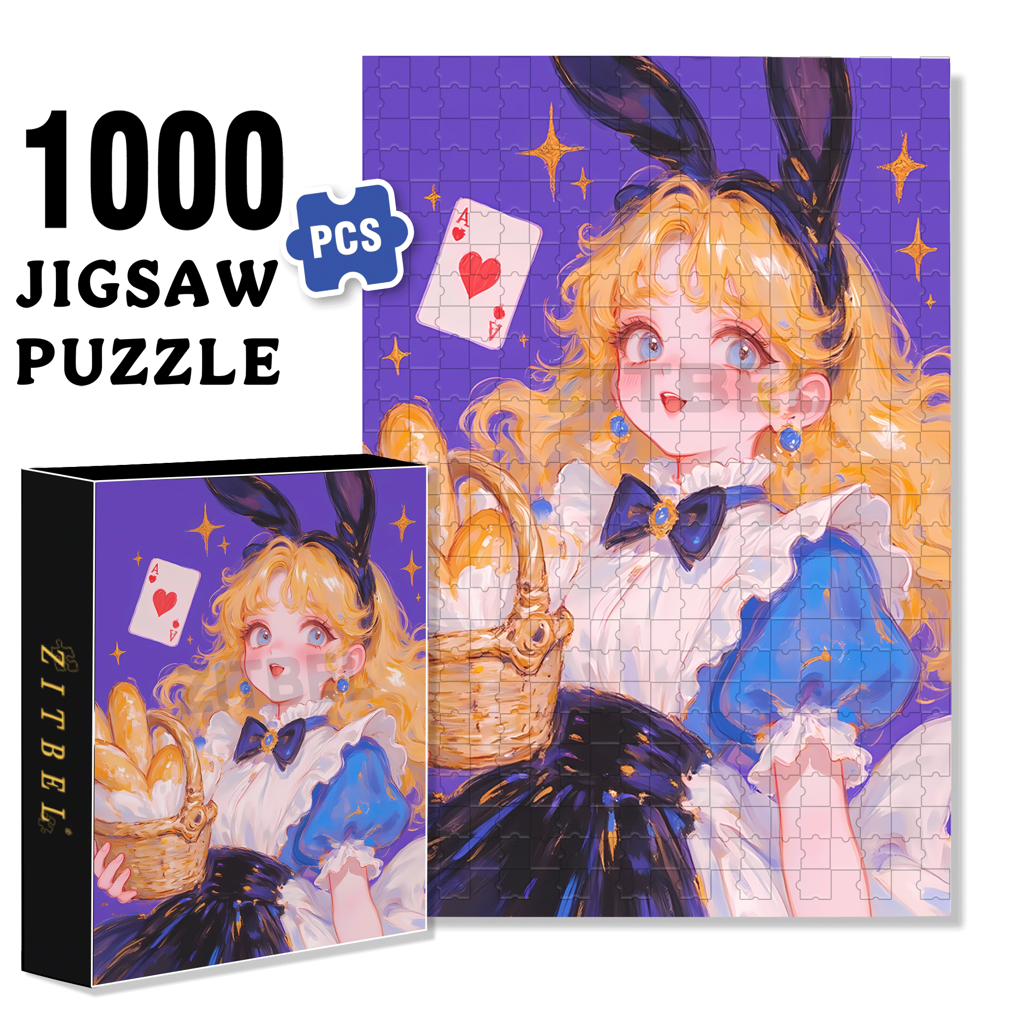 Ace of Hearts 500pcs/1000pcs Jigsaw Puzzle, Scratch-Resistant, Interactive Family Game & Brain-Boosting DIY Decor, Perfect for Halloween, Christmas & New Year Gifts, Family Puzzle Game
