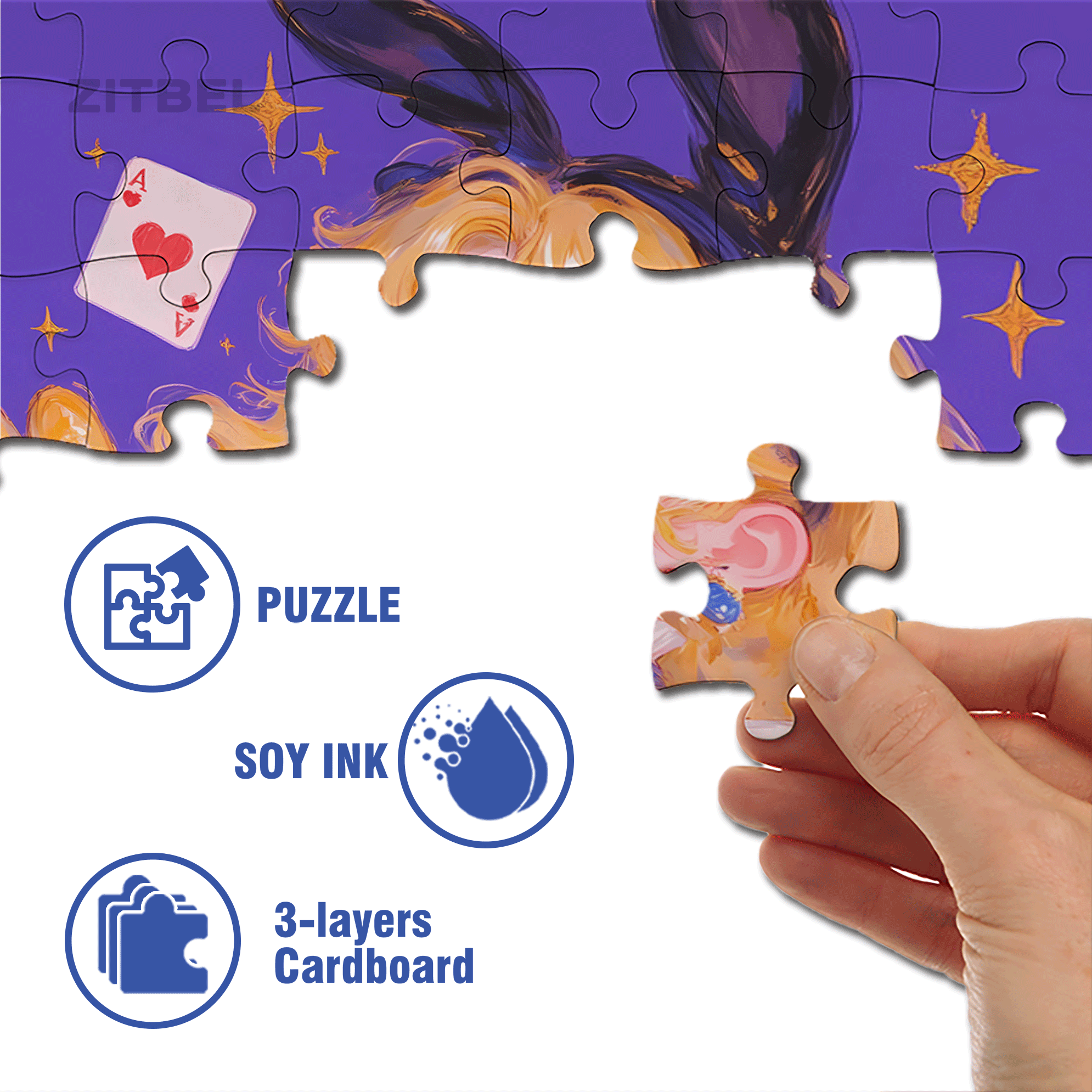 Ace of Hearts 500pcs/1000pcs Jigsaw Puzzle, Scratch-Resistant, Interactive Family Game & Brain-Boosting DIY Decor, Perfect for Halloween, Christmas & New Year Gifts, Family Puzzle Game