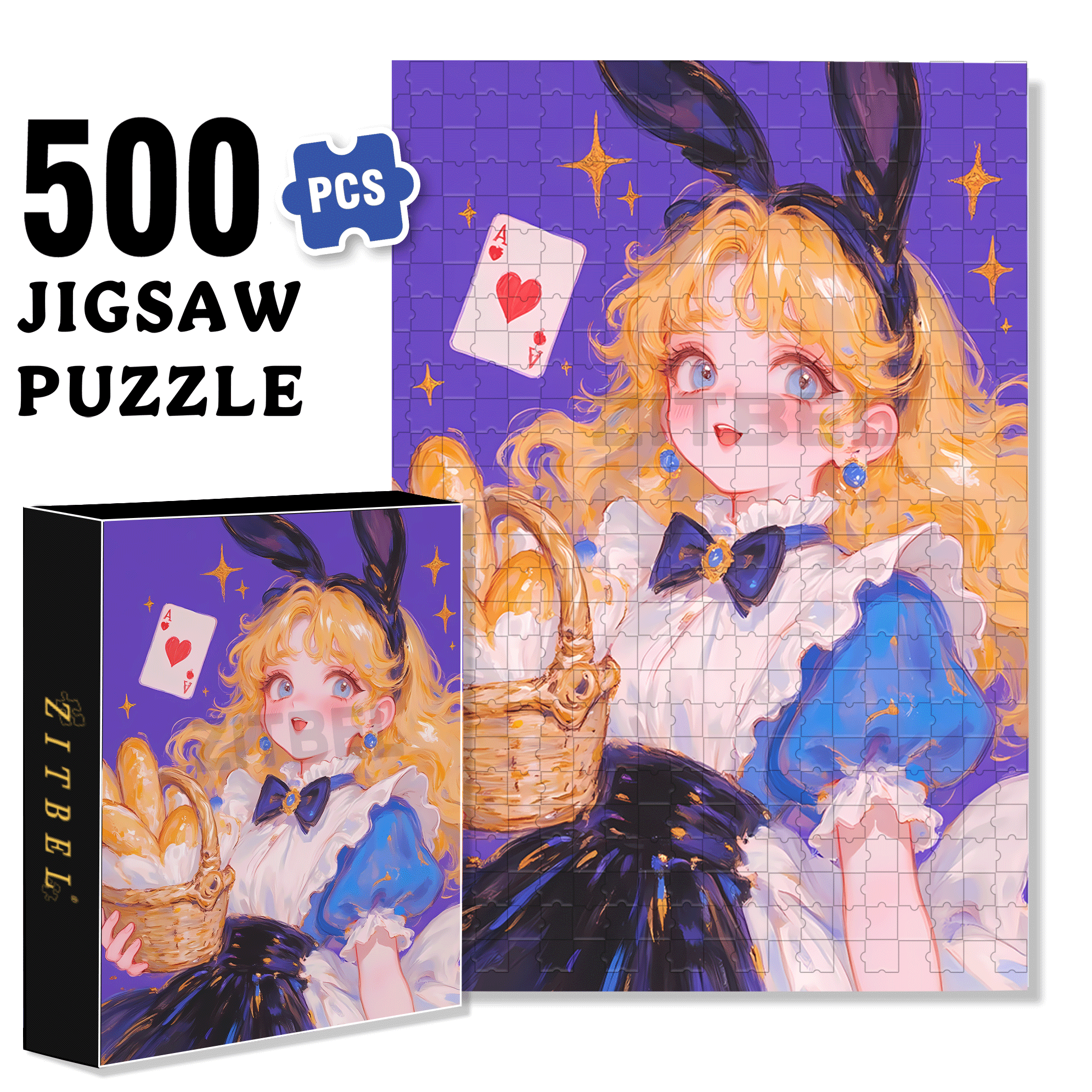 Ace of Hearts 500pcs/1000pcs Jigsaw Puzzle, Scratch-Resistant, Interactive Family Game & Brain-Boosting DIY Decor, Perfect for Halloween, Christmas & New Year Gifts, Family Puzzle Game
