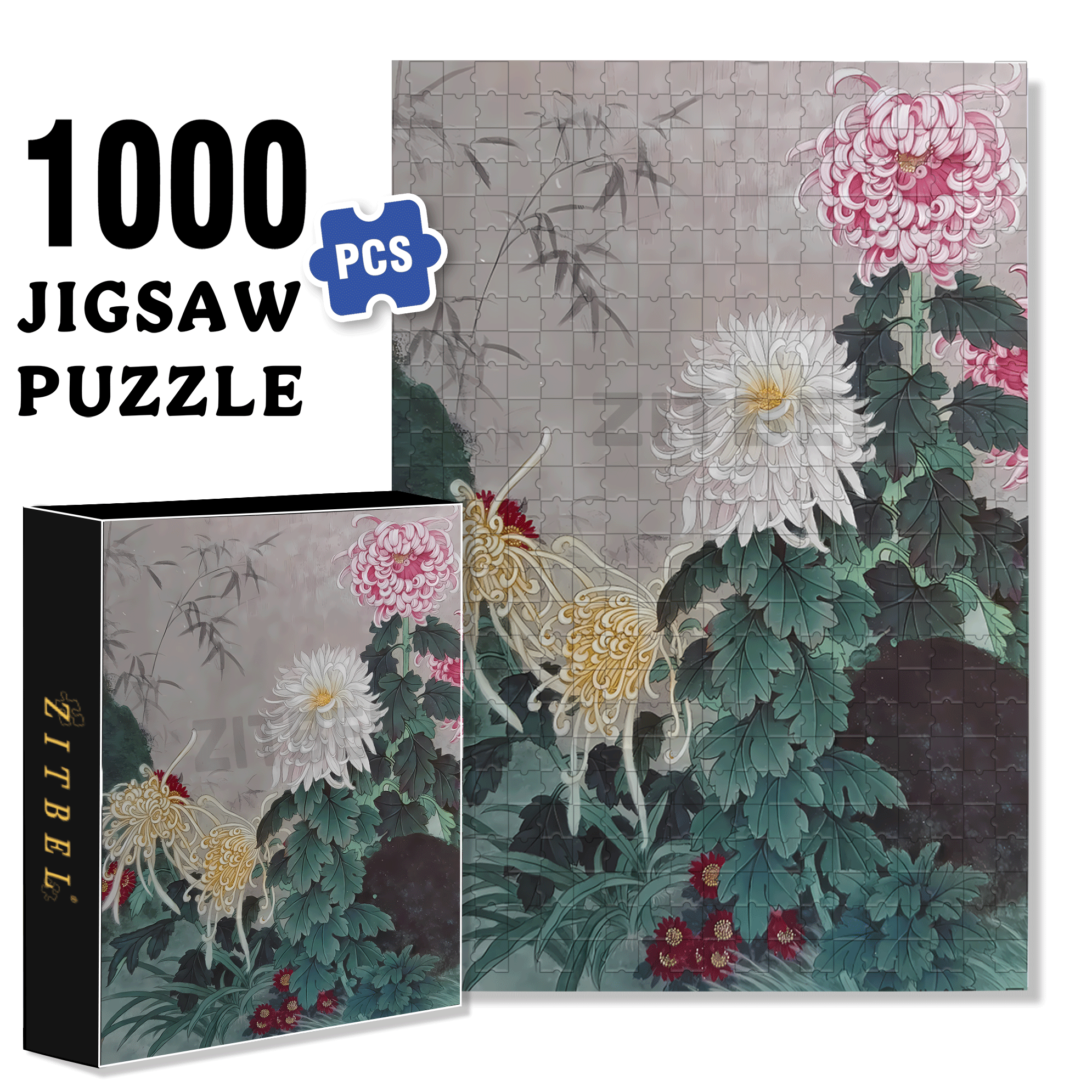 Autumn Chrysanthemum 500pcs/1000pcs Jigsaw Puzzle, Scratch-Resistant, Interactive Family Game & Brain-Boosting DIY Decor, Perfect for Halloween, Christmas & New Year Gifts, Family Puzzle Game