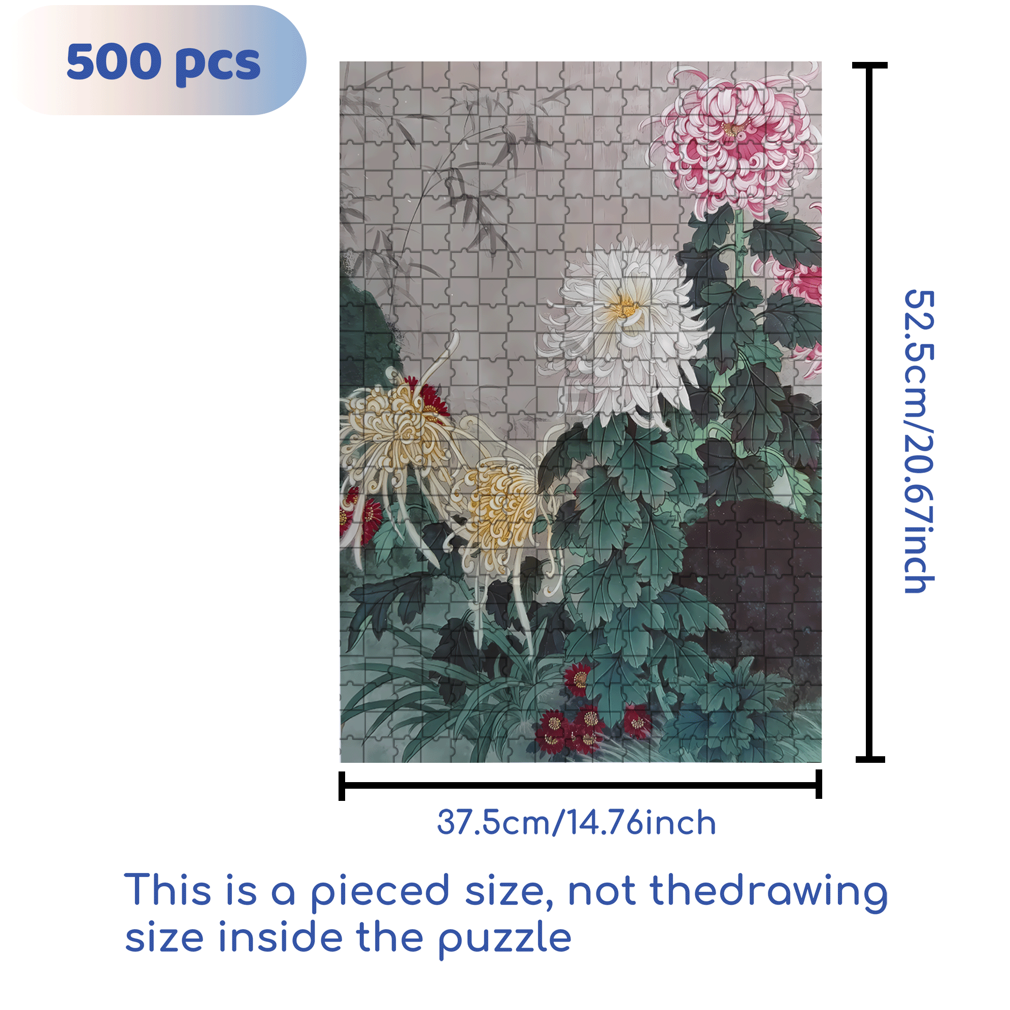 Autumn Chrysanthemum 500pcs/1000pcs Jigsaw Puzzle, Scratch-Resistant, Interactive Family Game & Brain-Boosting DIY Decor, Perfect for Halloween, Christmas & New Year Gifts, Family Puzzle Game