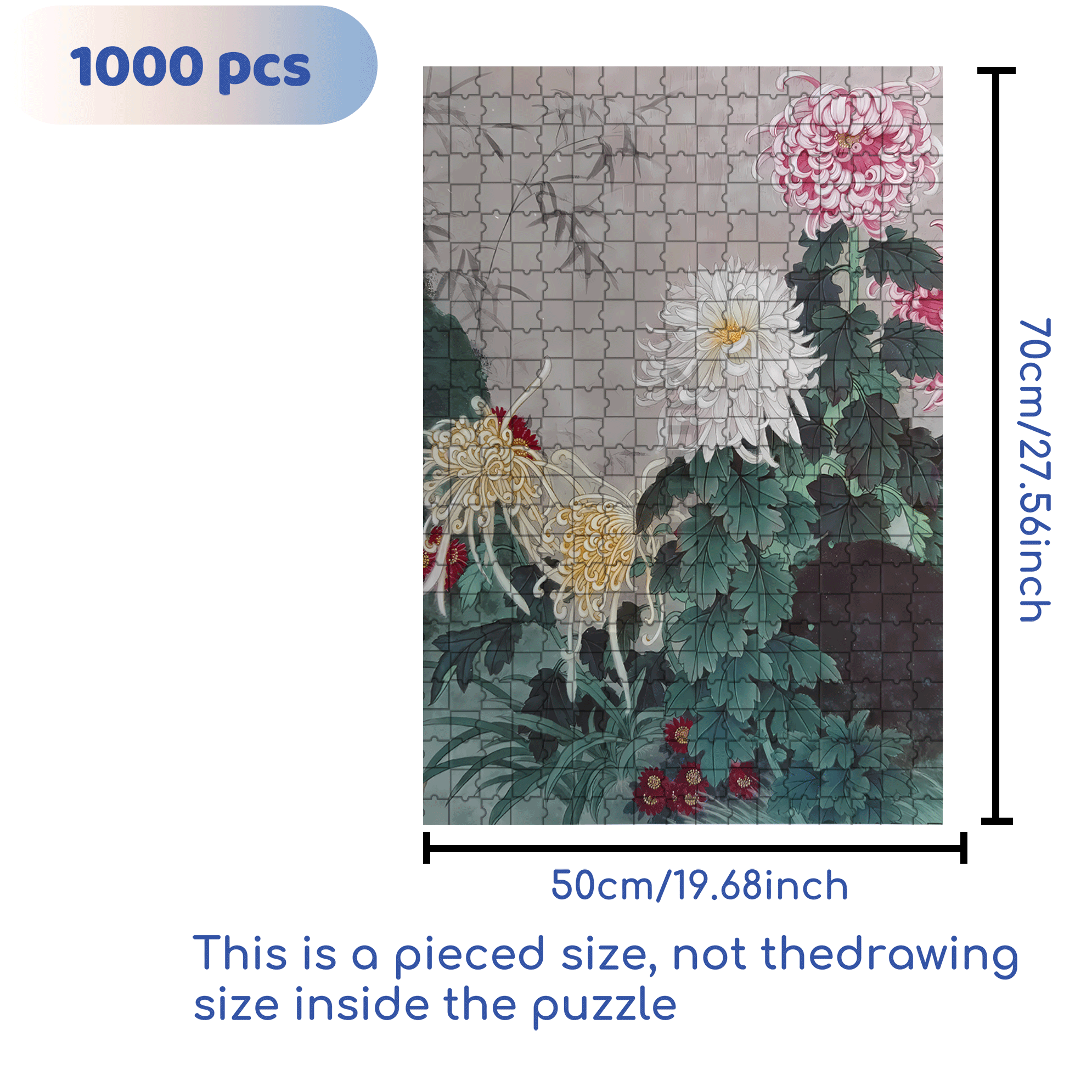 Autumn Chrysanthemum 500pcs/1000pcs Jigsaw Puzzle, Scratch-Resistant, Interactive Family Game & Brain-Boosting DIY Decor, Perfect for Halloween, Christmas & New Year Gifts, Family Puzzle Game
