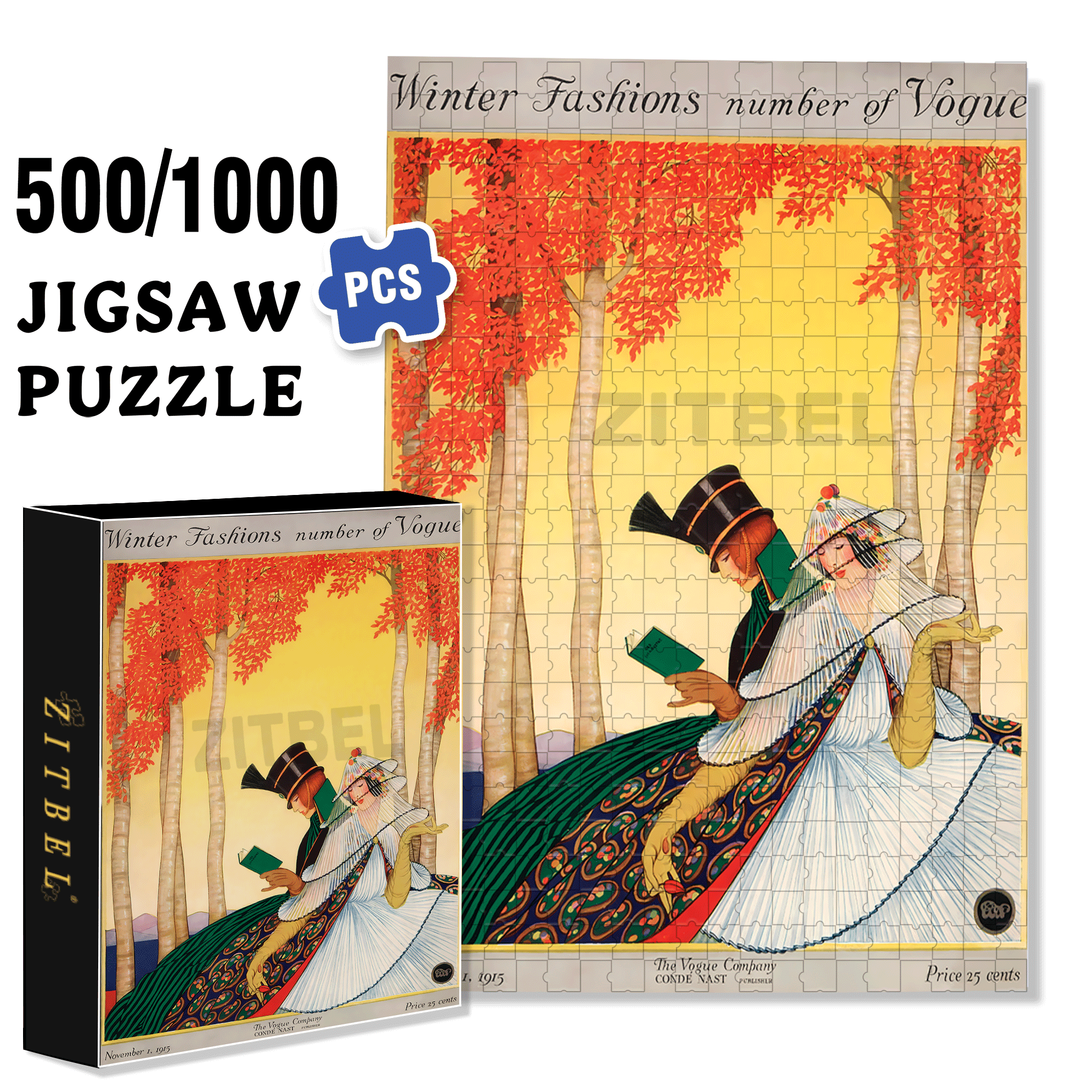 Autumn Reading 500pcs/1000pcs Jigsaw Puzzle, Scratch-Resistant, Interactive Family Game & Brain-Boosting DIY Decor, Perfect for Halloween, Christmas & New Year Gifts, Family Puzzle Game