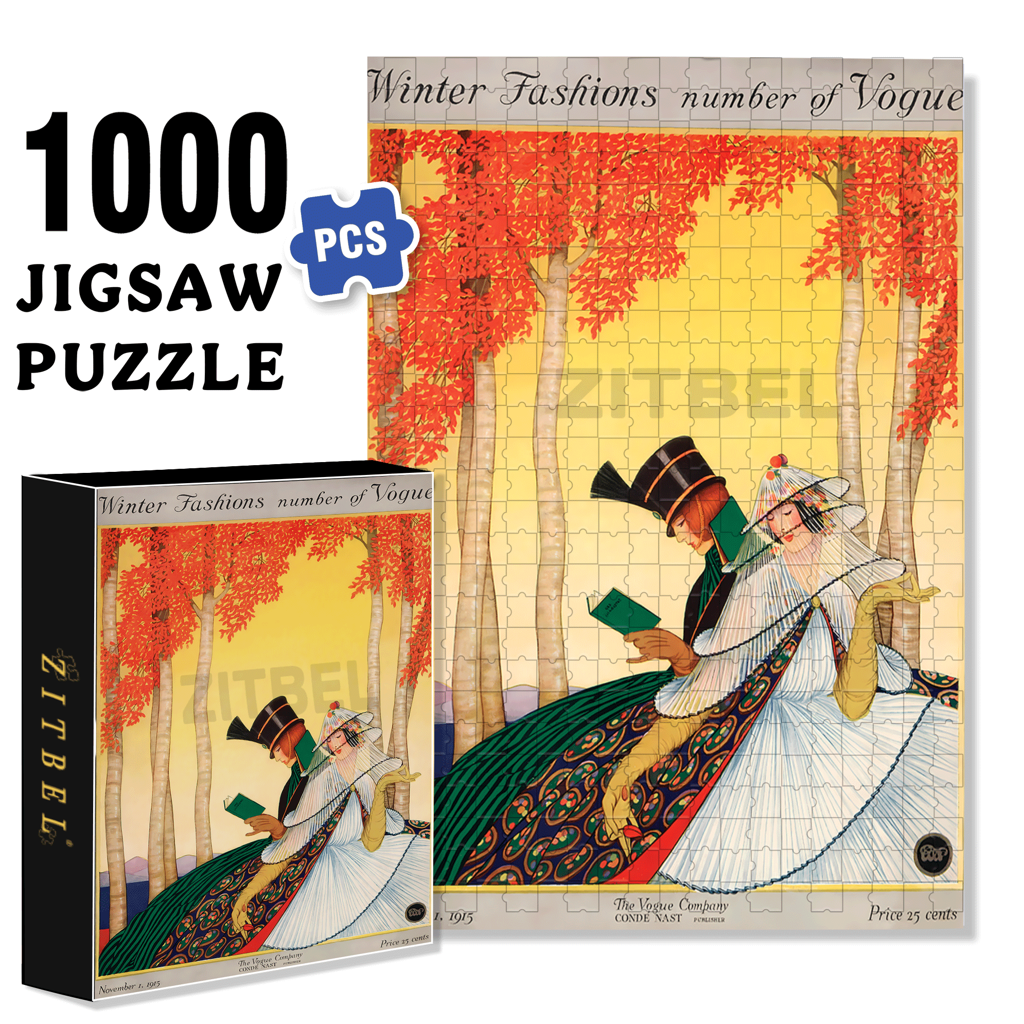 Autumn Reading 500pcs/1000pcs Jigsaw Puzzle, Scratch-Resistant, Interactive Family Game & Brain-Boosting DIY Decor, Perfect for Halloween, Christmas & New Year Gifts, Family Puzzle Game