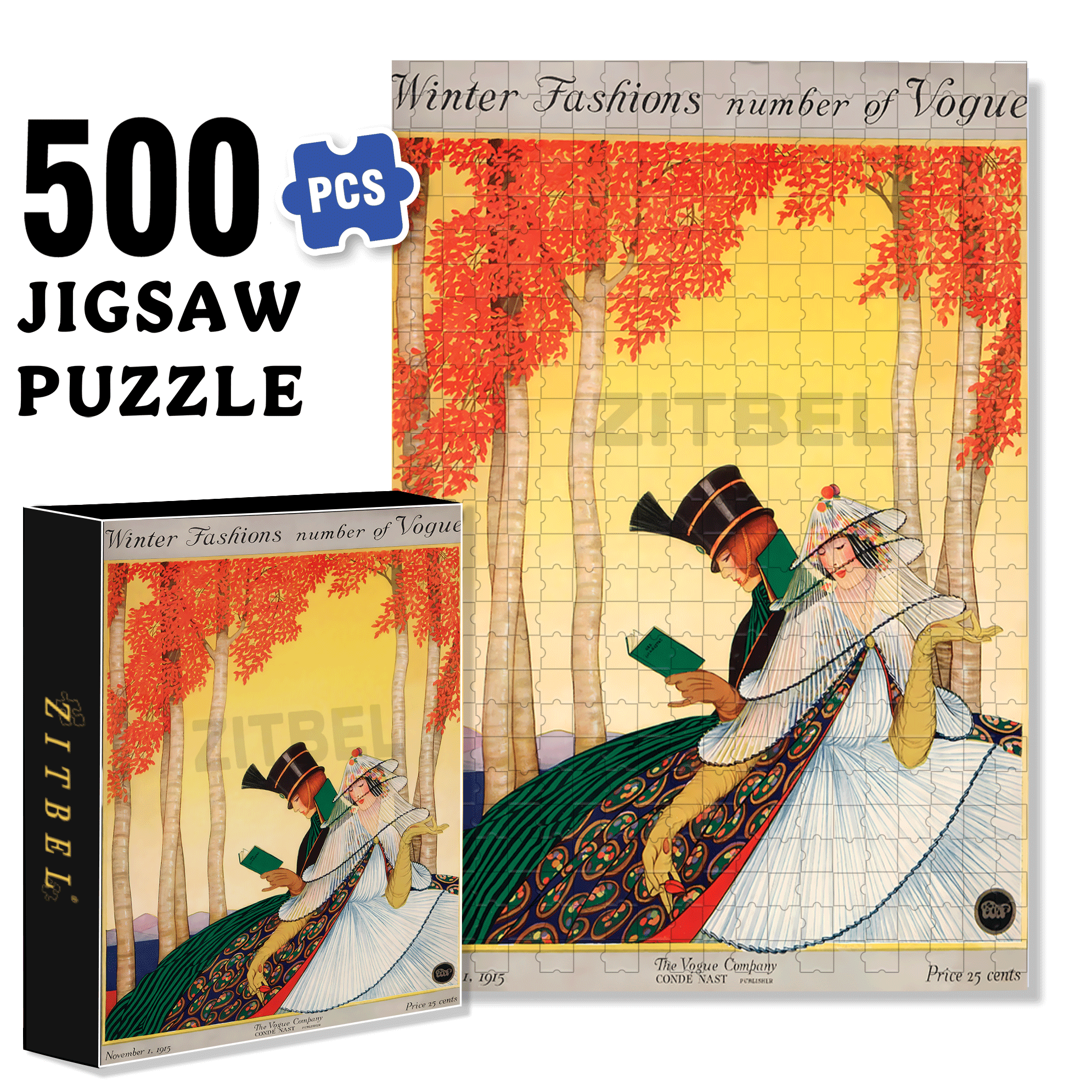 Autumn Reading 500pcs/1000pcs Jigsaw Puzzle, Scratch-Resistant, Interactive Family Game & Brain-Boosting DIY Decor, Perfect for Halloween, Christmas & New Year Gifts, Family Puzzle Game