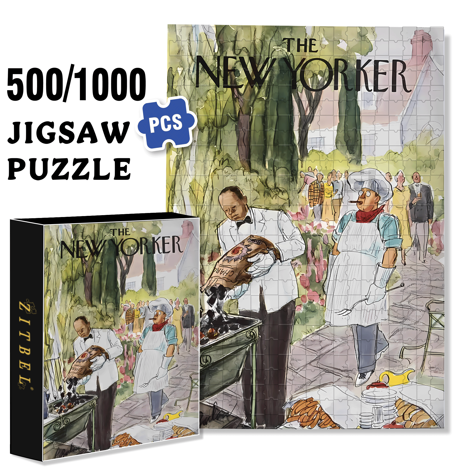Barbecue Master 500pcs/1000pcs Jigsaw Puzzle, Scratch-Resistant, Interactive Family Game & Brain-Boosting DIY Decor, Perfect for Halloween, Christmas & New Year Gifts, Family Puzzle Game