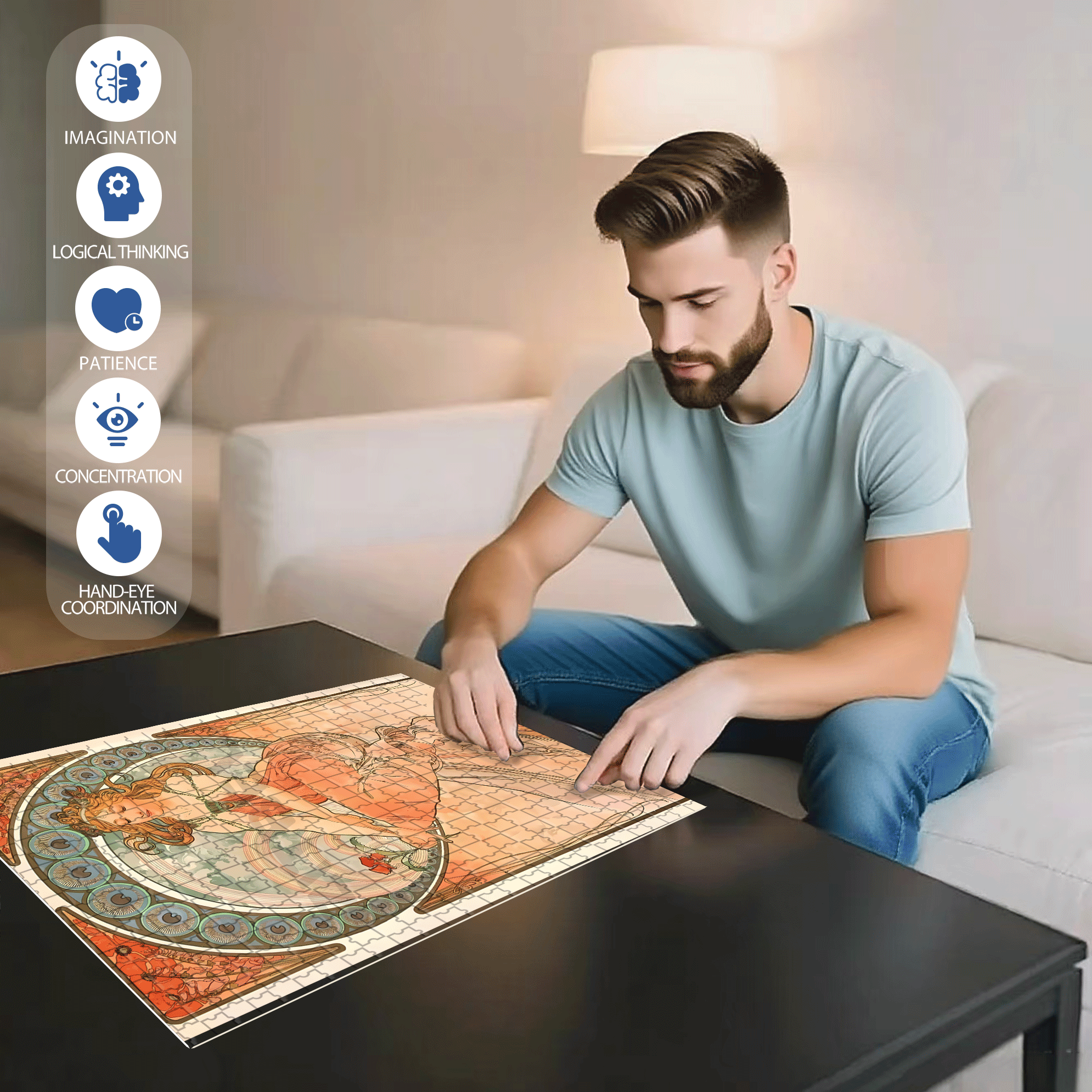 Beauty and Red Rose 500pcs/1000pcs Jigsaw Puzzle, Scratch-Resistant, Interactive Family Game & Brain-Boosting DIY Decor, Perfect for Halloween, Christmas & New Year Gifts, Family Puzzle Game
