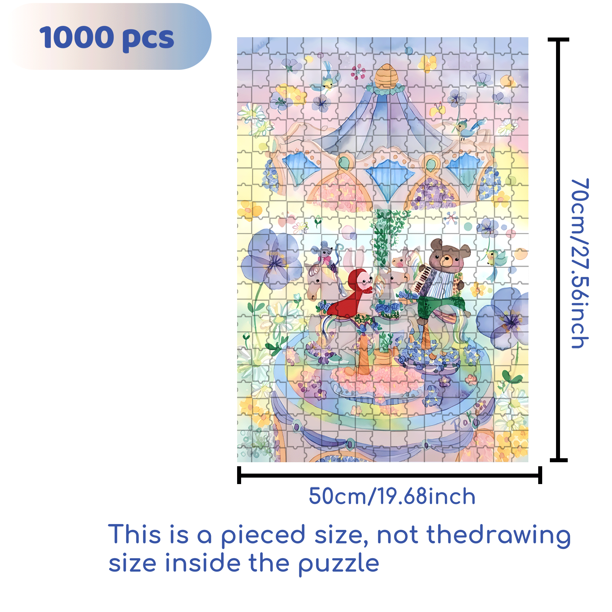 Carousel Music Box 500pcs/1000pcs Jigsaw Puzzle, Scratch-Resistant, Interactive Family Game & Brain-Boosting DIY Decor, Perfect for Halloween, Christmas & New Year Gifts, Family Puzzle Game