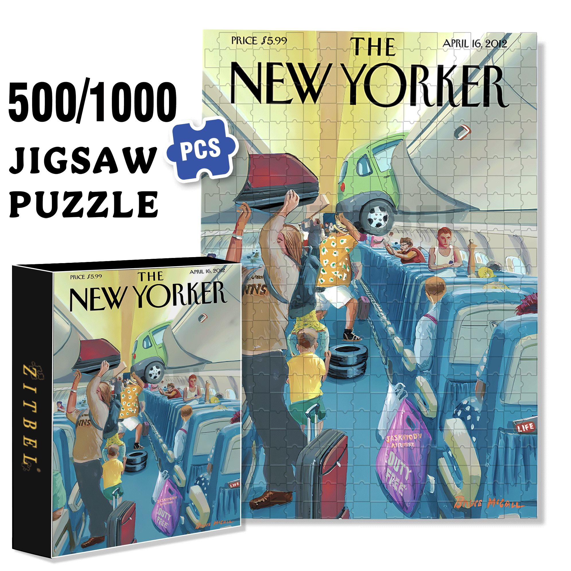 Carry-On Luggage 500pcs/1000pcs Jigsaw Puzzle, Scratch-Resistant, Interactive Family Game & Brain-Boosting DIY Decor, Perfect for Halloween, Christmas & New Year Gifts, Family Puzzle Game