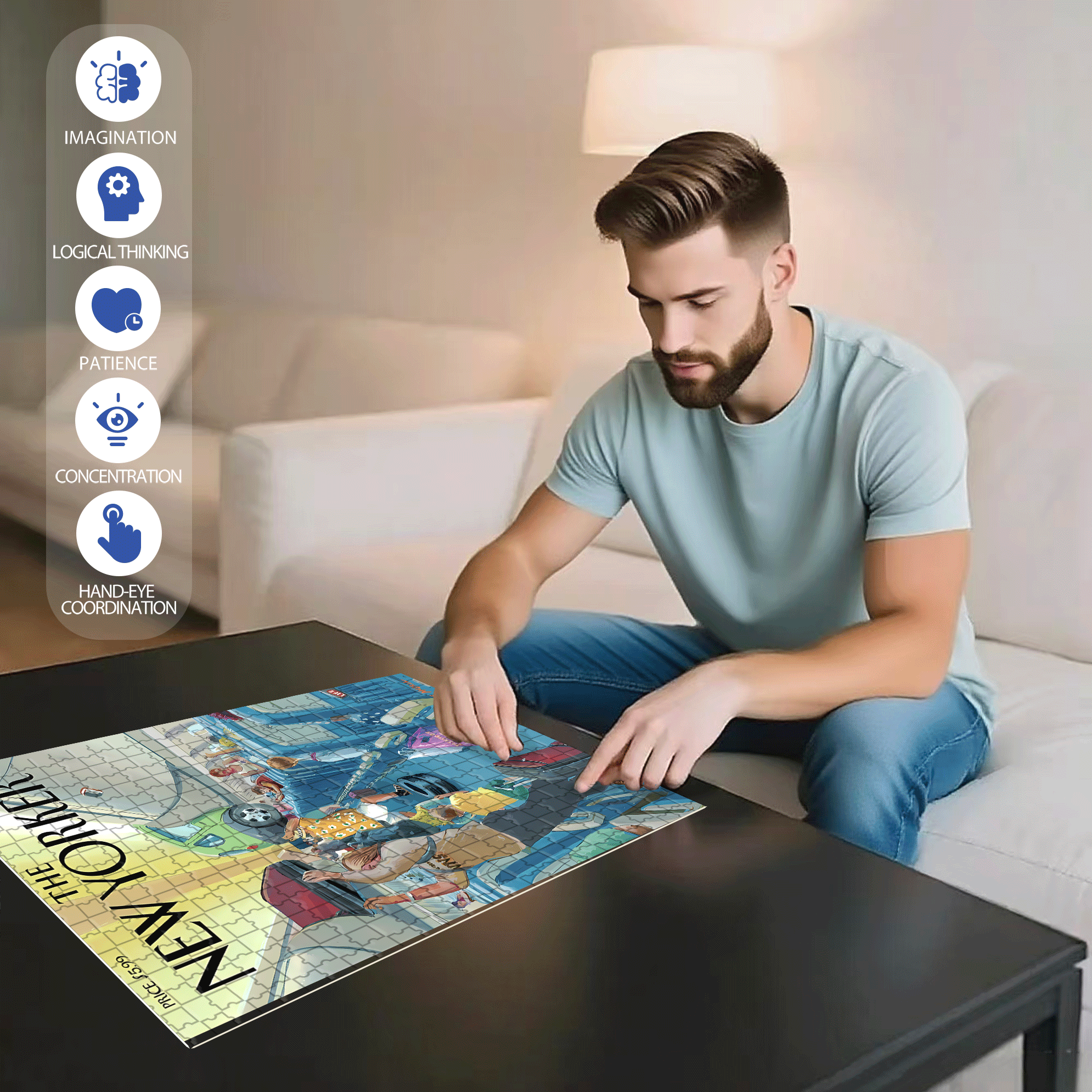 Carry-On Luggage 500pcs/1000pcs Jigsaw Puzzle, Scratch-Resistant, Interactive Family Game & Brain-Boosting DIY Decor, Perfect for Halloween, Christmas & New Year Gifts, Family Puzzle Game