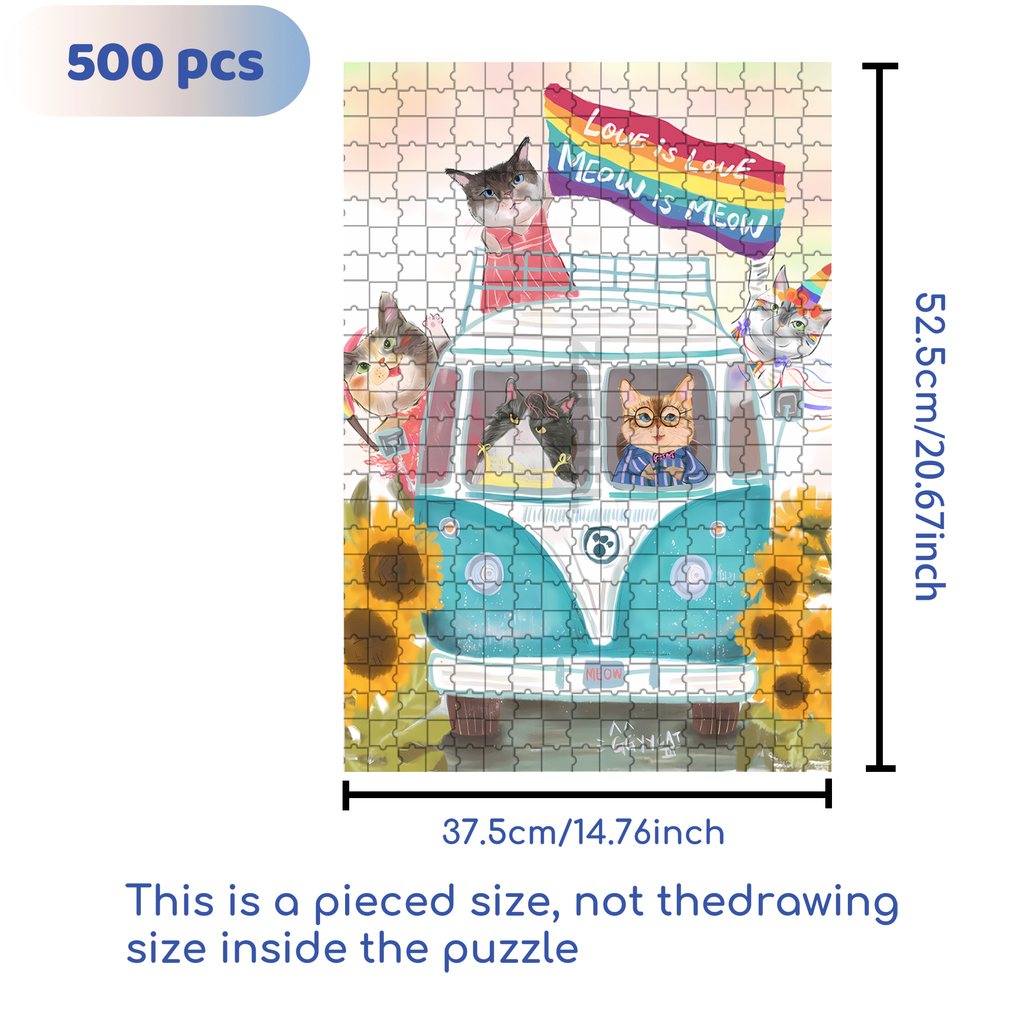 Cat Lovers 500pcs/1000pcs Jigsaw Puzzle, Scratch-Resistant, Interactive Family Game & Brain-Boosting DIY Decor, Perfect for Halloween, Christmas & New Year Gifts, Family Puzzle Game