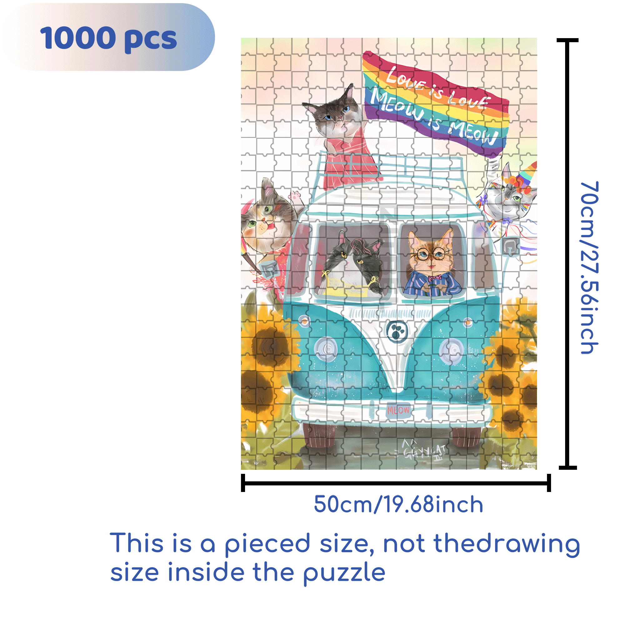 Cat Lovers 500pcs/1000pcs Jigsaw Puzzle, Scratch-Resistant, Interactive Family Game & Brain-Boosting DIY Decor, Perfect for Halloween, Christmas & New Year Gifts, Family Puzzle Game
