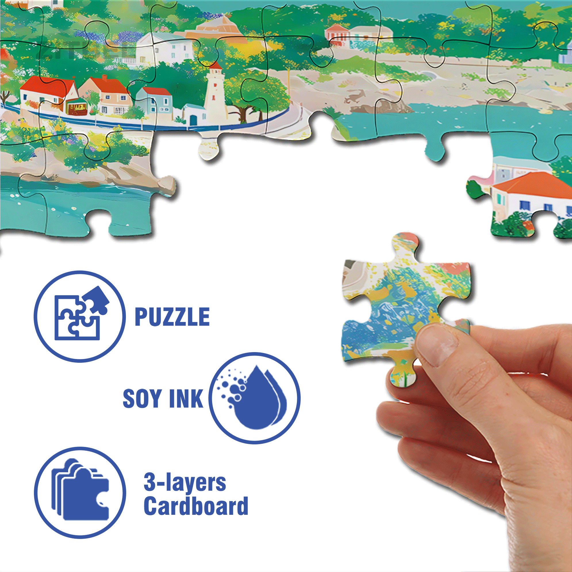 Coastline 500pcs/1000pcs Jigsaw Puzzle, Scratch-Resistant, Interactive Family Game & Brain-Boosting DIY Decor, Perfect for Halloween, Christmas & New Year Gifts, Family Puzzle Game