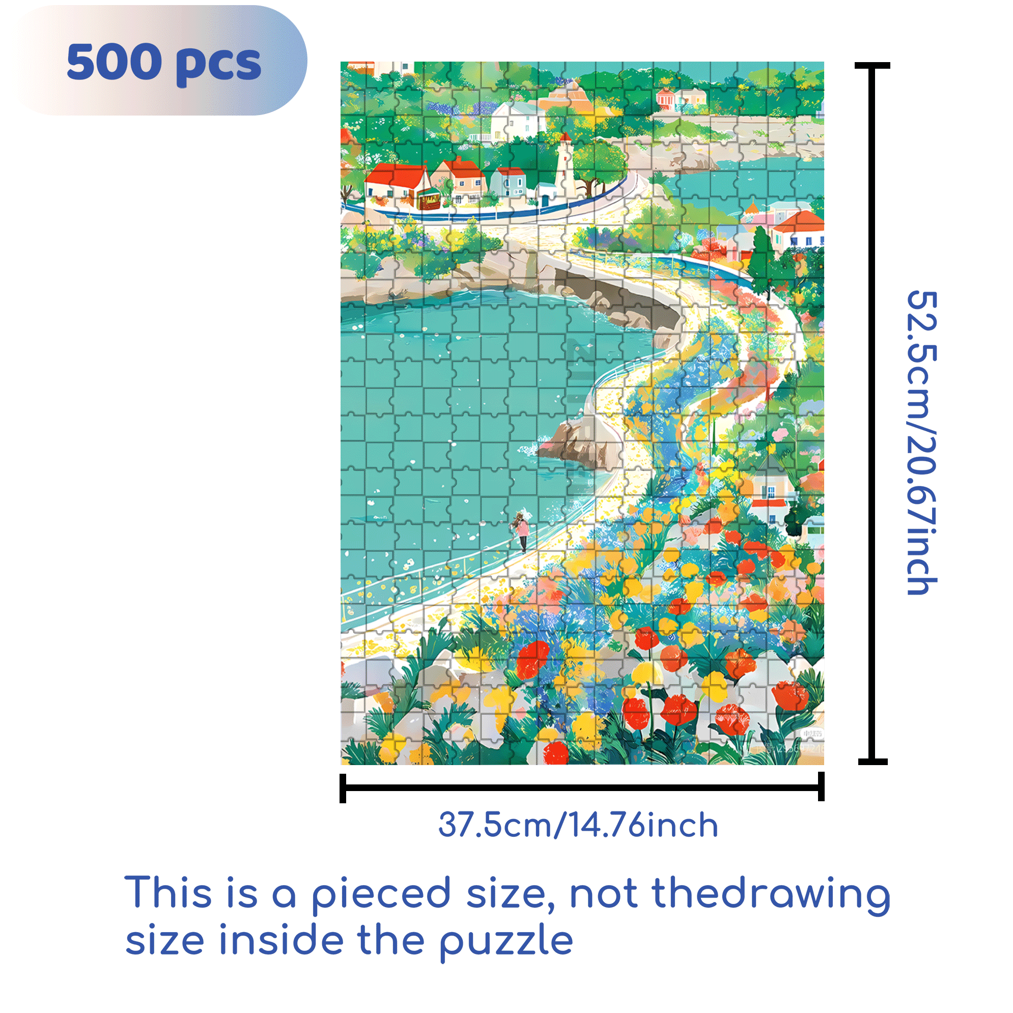 Coastline 500pcs/1000pcs Jigsaw Puzzle, Scratch-Resistant, Interactive Family Game & Brain-Boosting DIY Decor, Perfect for Halloween, Christmas & New Year Gifts, Family Puzzle Game