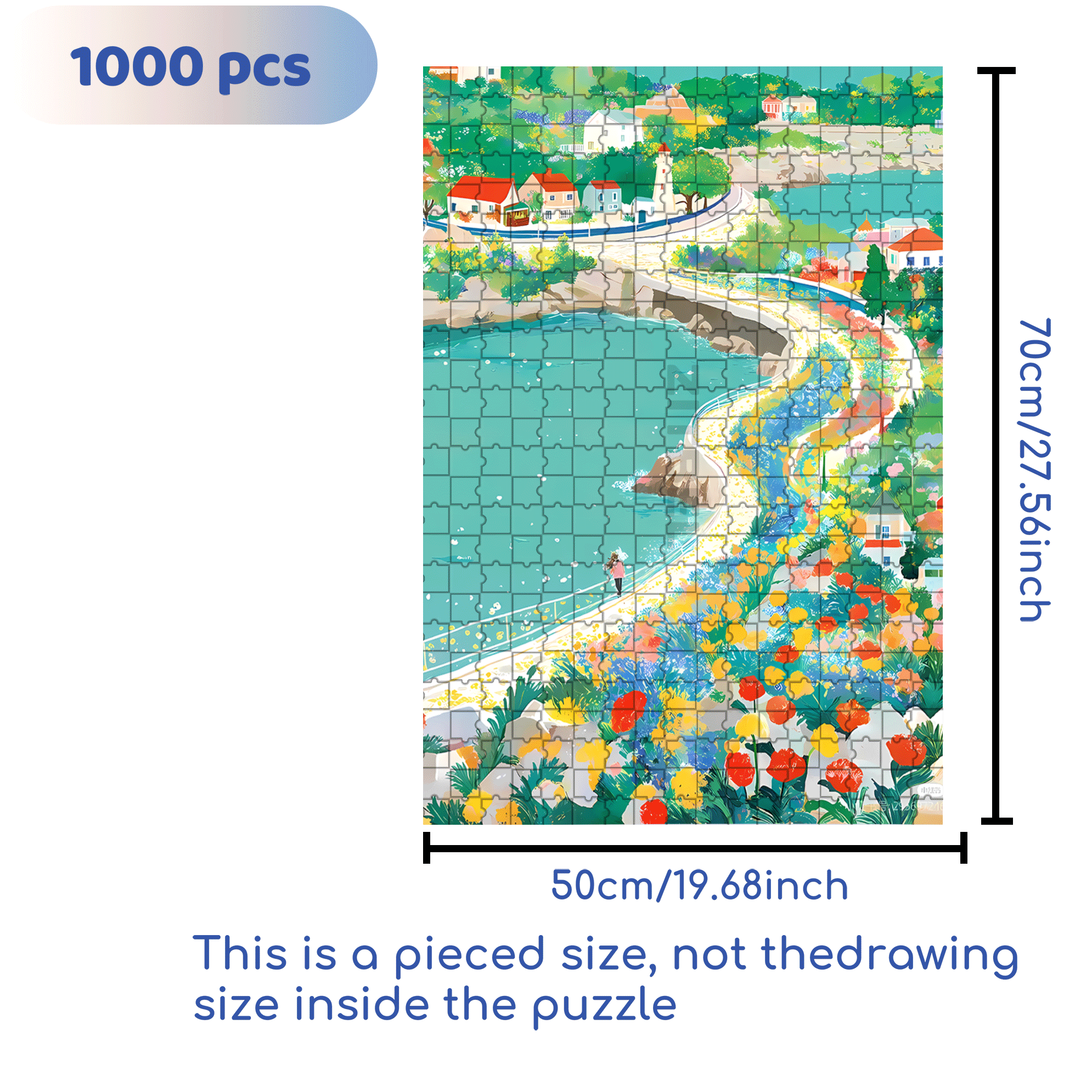 Coastline 500pcs/1000pcs Jigsaw Puzzle, Scratch-Resistant, Interactive Family Game & Brain-Boosting DIY Decor, Perfect for Halloween, Christmas & New Year Gifts, Family Puzzle Game