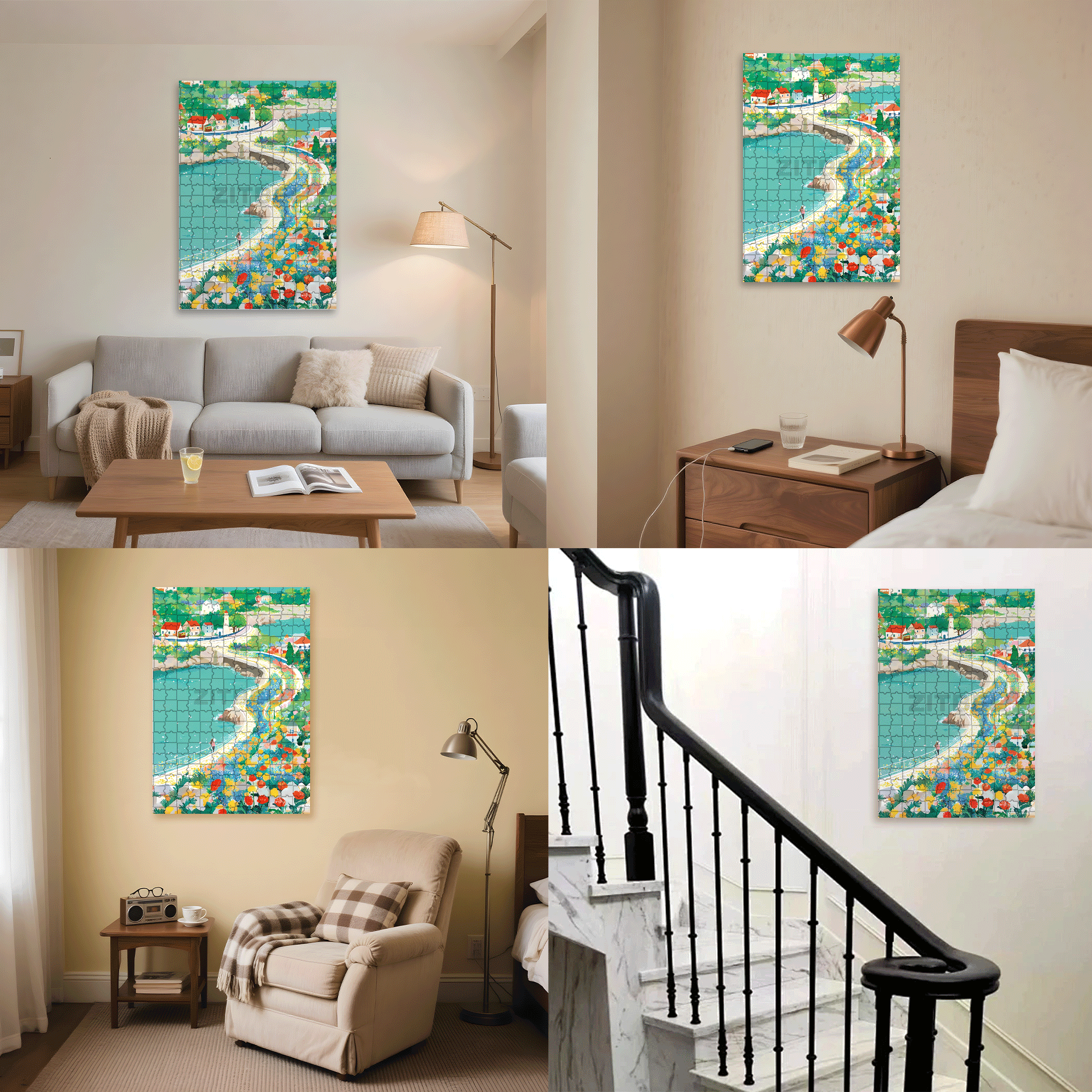 Coastline 500pcs/1000pcs Jigsaw Puzzle, Scratch-Resistant, Interactive Family Game & Brain-Boosting DIY Decor, Perfect for Halloween, Christmas & New Year Gifts, Family Puzzle Game