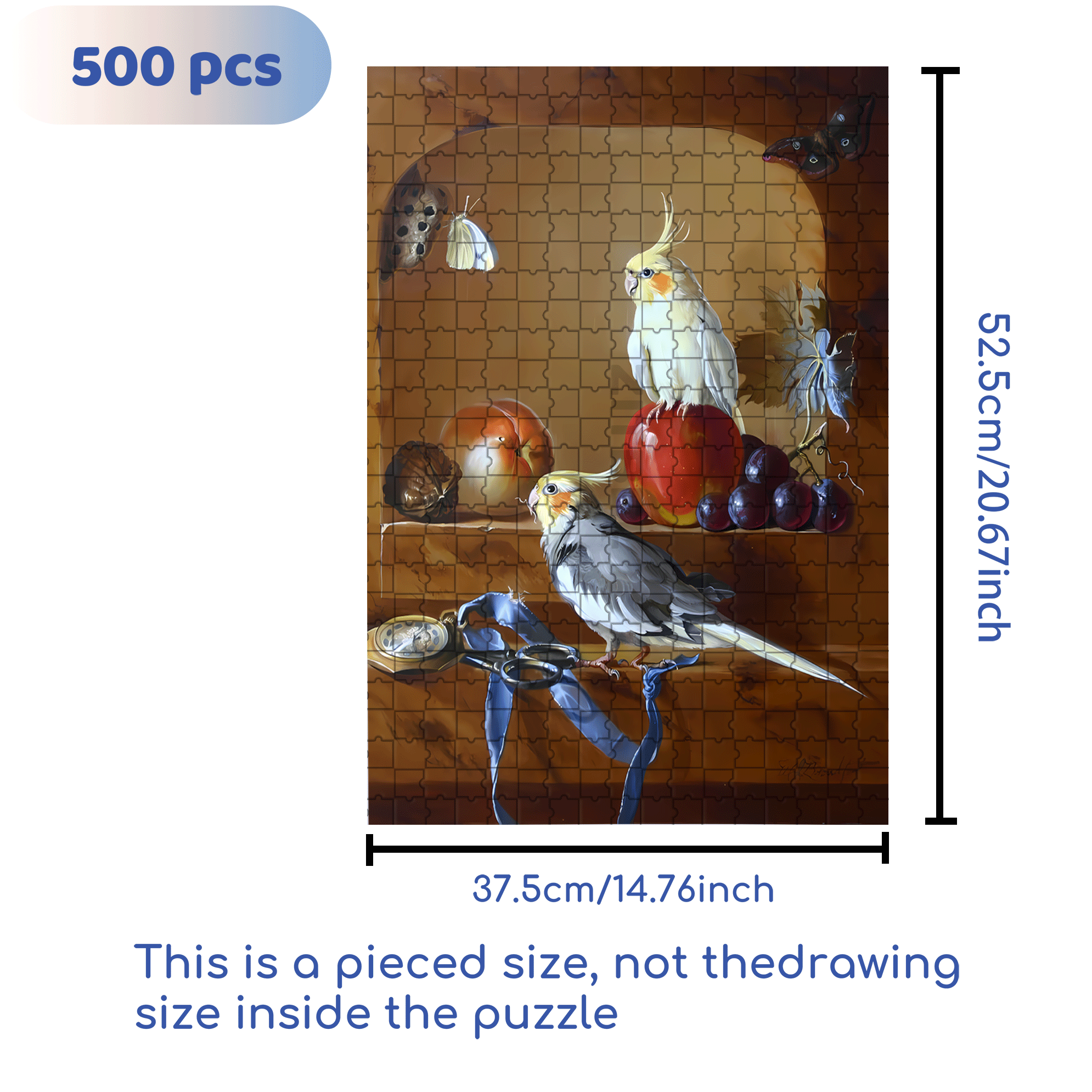 Cockatiels 500pcs/1000pcs Jigsaw Puzzle, Scratch-Resistant, Interactive Family Game & Brain-Boosting DIY Decor, Perfect for Halloween, Christmas & New Year Gifts, Family Puzzle Game