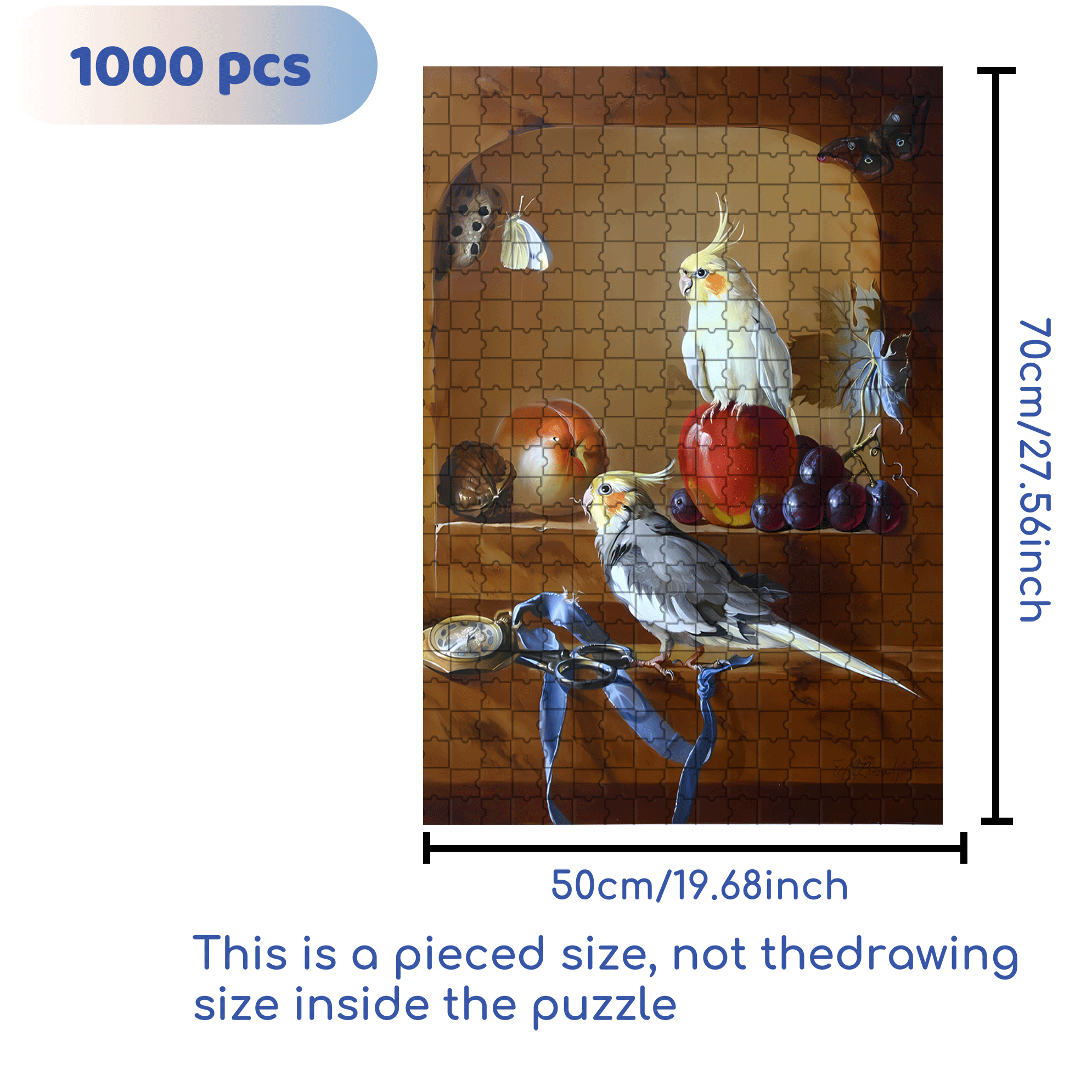 Cockatiels 500pcs/1000pcs Jigsaw Puzzle, Scratch-Resistant, Interactive Family Game & Brain-Boosting DIY Decor, Perfect for Halloween, Christmas & New Year Gifts, Family Puzzle Game