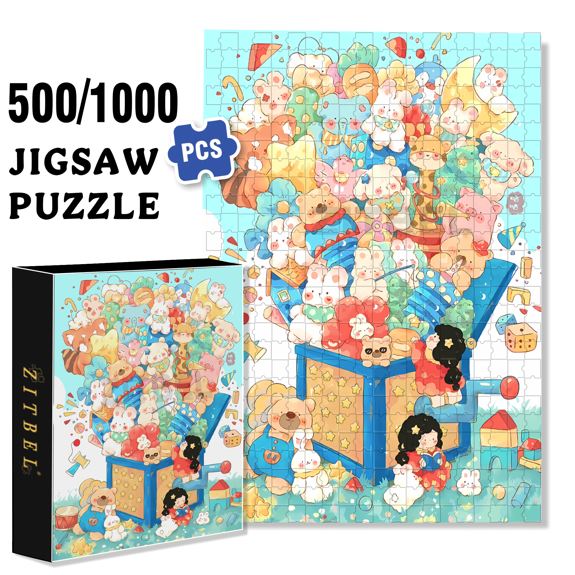 Colorful Childhood 500pcs/1000pcs Jigsaw Puzzle, Scratch-Resistant, Interactive Family Game & Brain-Boosting DIY Decor, Perfect for Halloween, Christmas & New Year Gifts, Family Puzzle Game