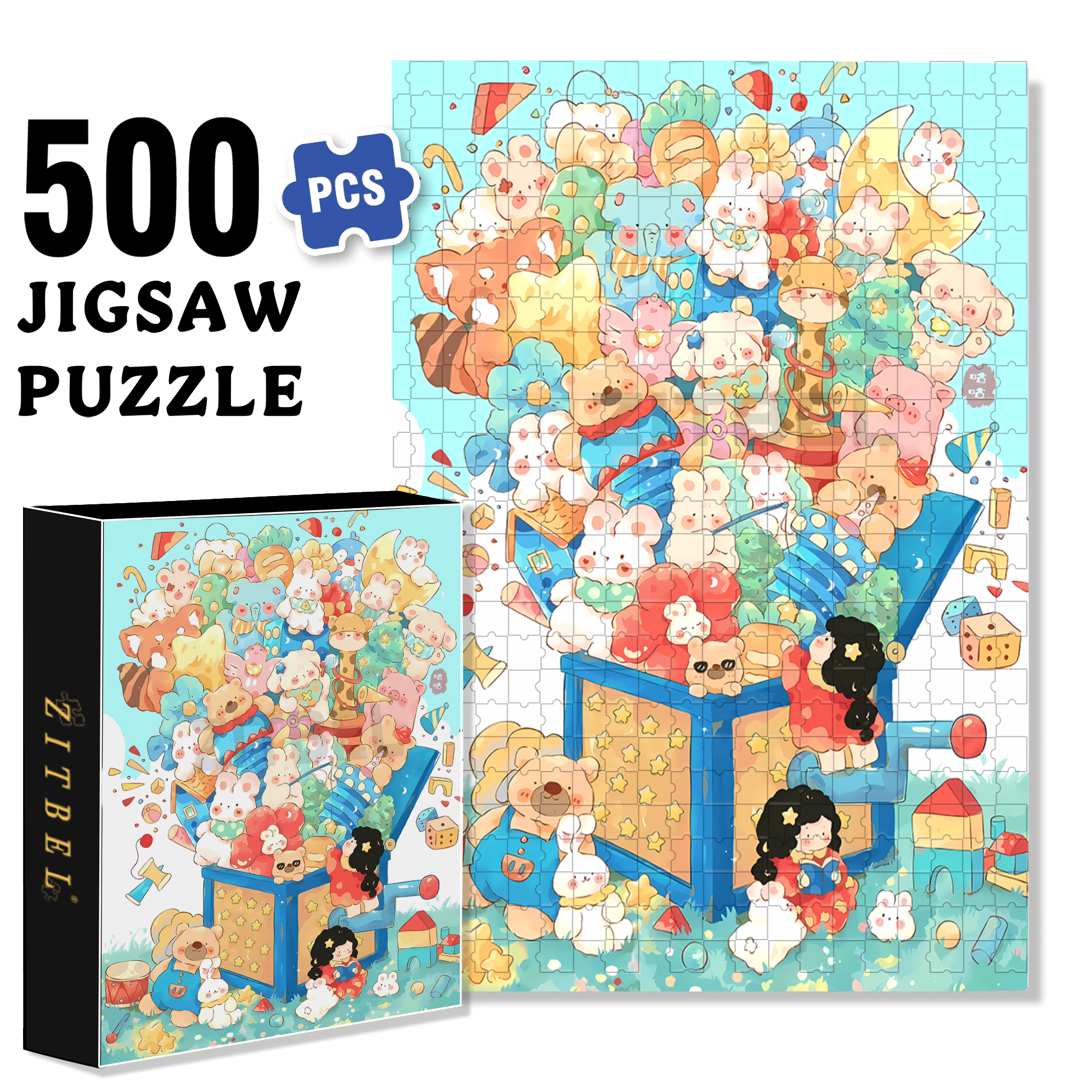 Colorful Childhood 500pcs/1000pcs Jigsaw Puzzle, Scratch-Resistant, Interactive Family Game & Brain-Boosting DIY Decor, Perfect for Halloween, Christmas & New Year Gifts, Family Puzzle Game