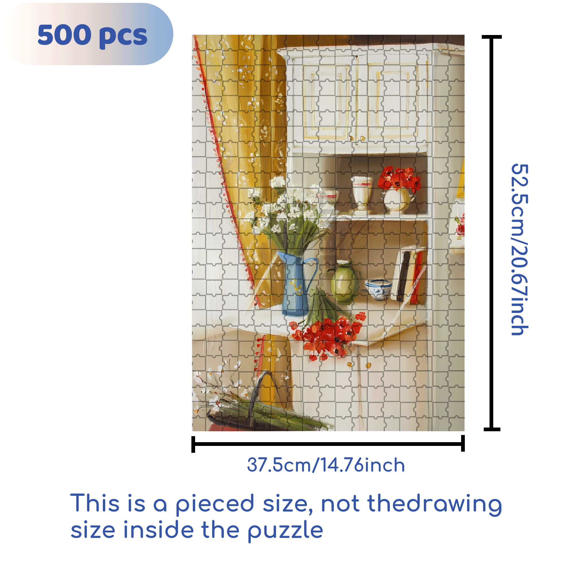Cut Flowers 500pcs/1000pcs Jigsaw Puzzle, Scratch-Resistant, Interactive Family Game & Brain-Boosting DIY Decor, Perfect for Halloween, Christmas & New Year Gifts, Family Puzzle Game