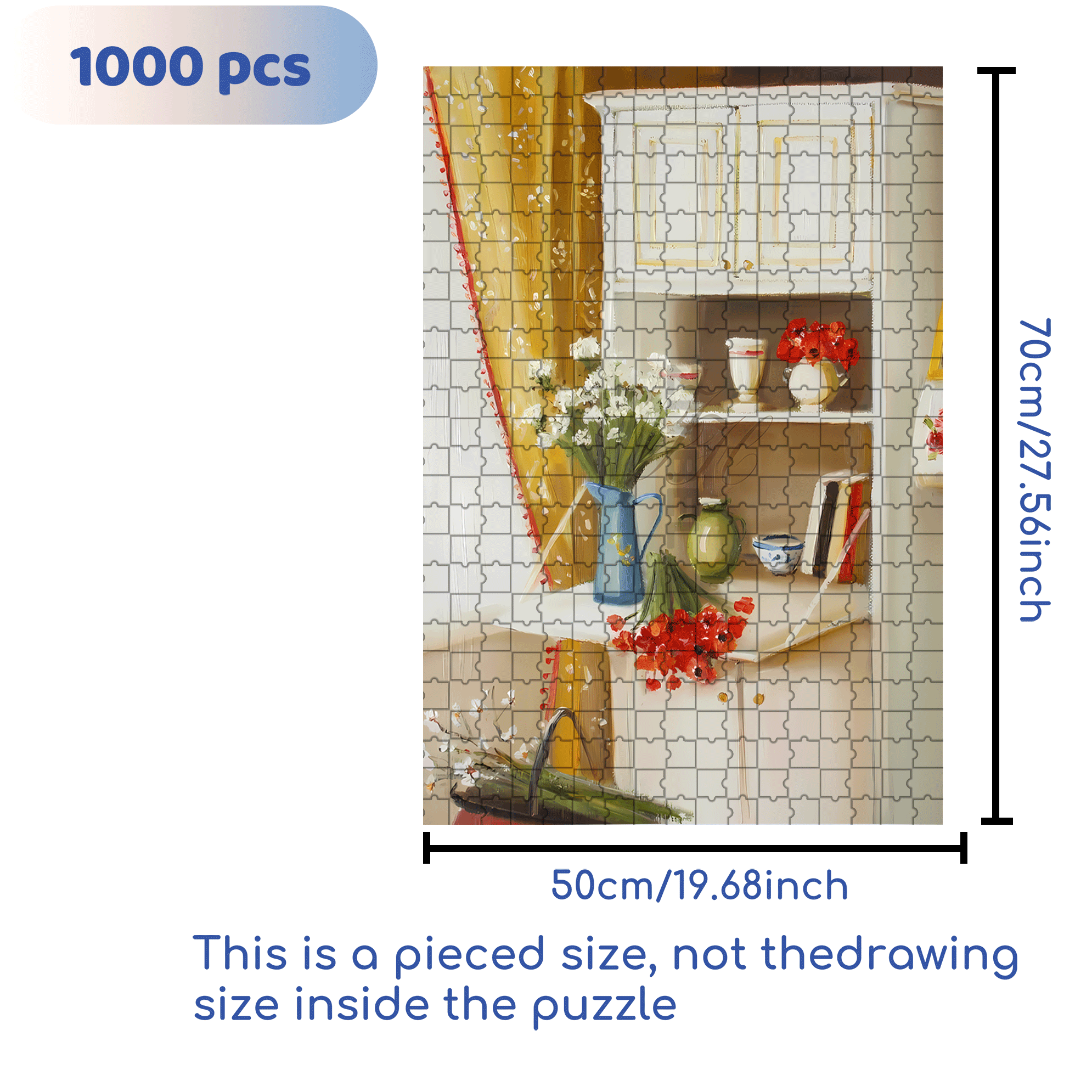 Cut Flowers 500pcs/1000pcs Jigsaw Puzzle, Scratch-Resistant, Interactive Family Game & Brain-Boosting DIY Decor, Perfect for Halloween, Christmas & New Year Gifts, Family Puzzle Game