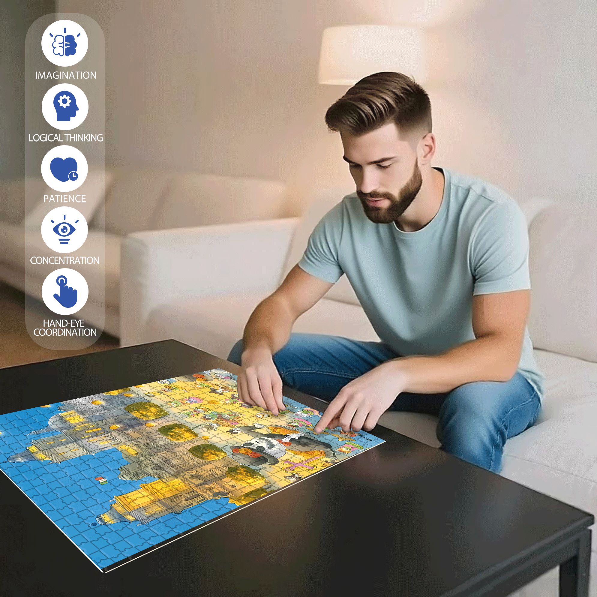 Day Of The Dead 500pcs/1000pcs Jigsaw Puzzle, Scratch-Resistant, Interactive Family Game & Brain-Boosting DIY Decor, Perfect for Halloween, Christmas & New Year Gifts, Family Puzzle Game