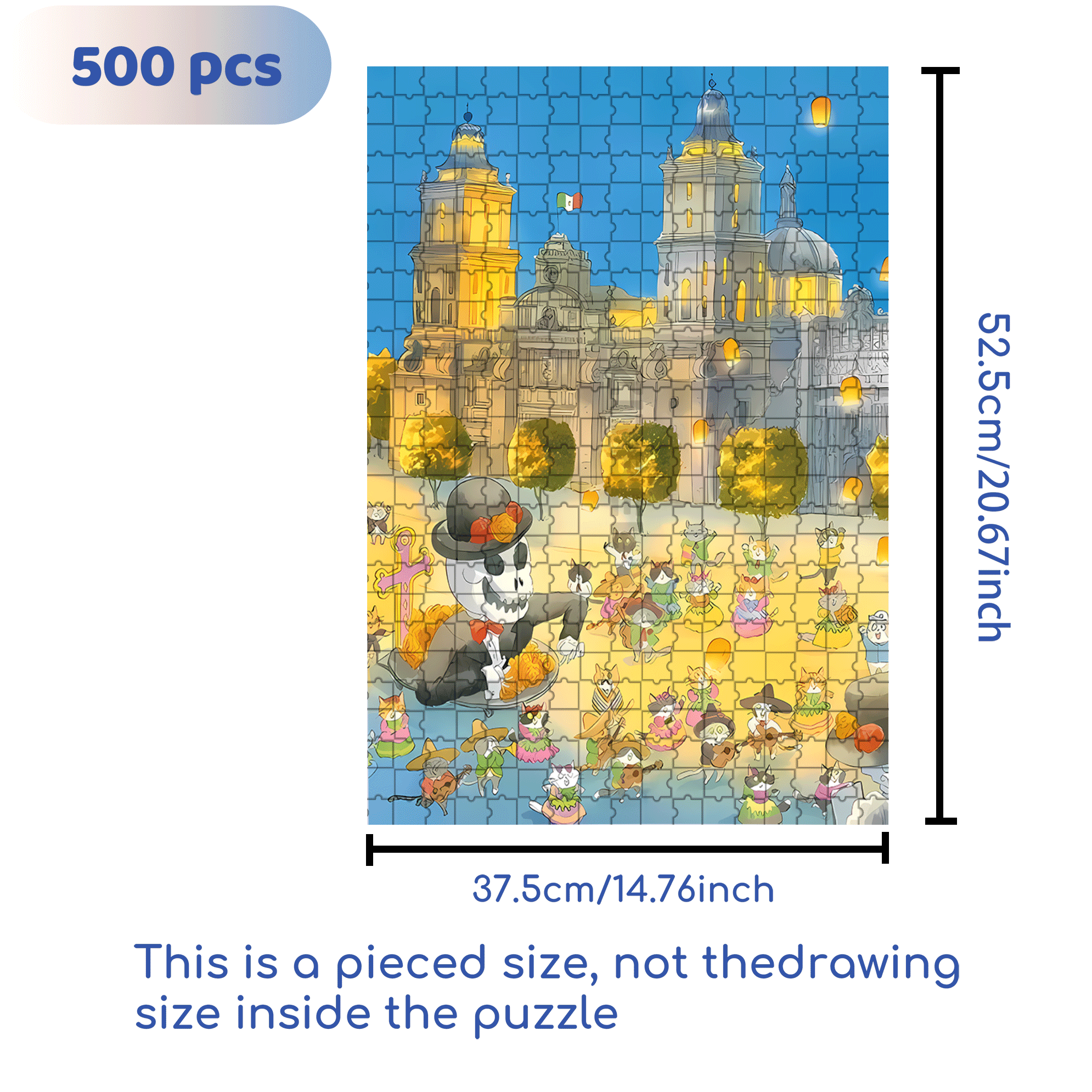 Day Of The Dead 500pcs/1000pcs Jigsaw Puzzle, Scratch-Resistant, Interactive Family Game & Brain-Boosting DIY Decor, Perfect for Halloween, Christmas & New Year Gifts, Family Puzzle Game