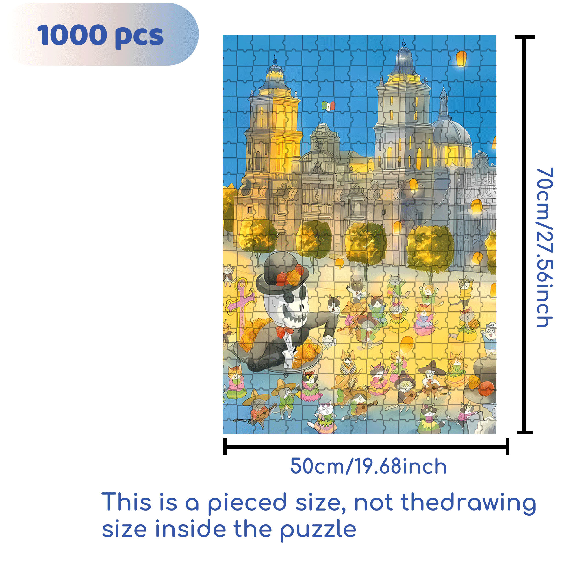 Day Of The Dead 500pcs/1000pcs Jigsaw Puzzle, Scratch-Resistant, Interactive Family Game & Brain-Boosting DIY Decor, Perfect for Halloween, Christmas & New Year Gifts, Family Puzzle Game