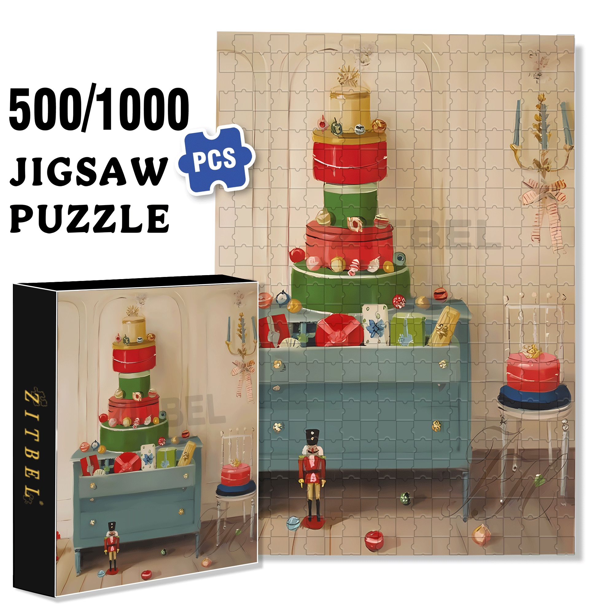 Deck The Hat Boxes 500pcs/1000pcs Jigsaw Puzzle, Scratch-Resistant, Interactive Family Game & Brain-Boosting DIY Decor, Perfect for Halloween, Christmas & New Year Gifts, Family Puzzle Game