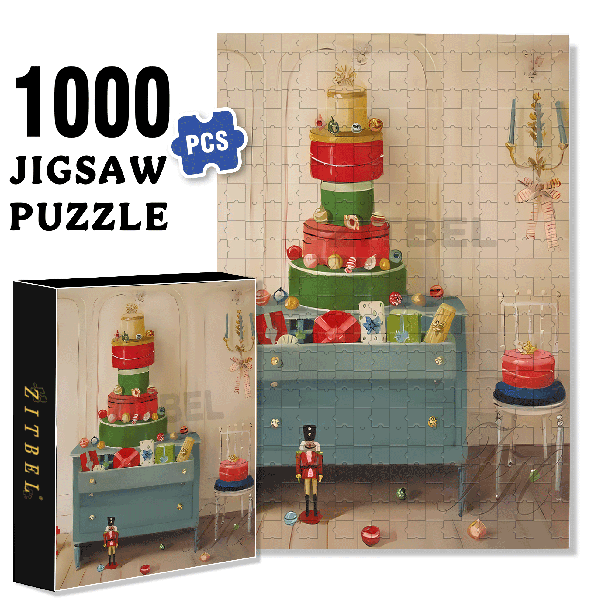 Deck The Hat Boxes 500pcs/1000pcs Jigsaw Puzzle, Scratch-Resistant, Interactive Family Game & Brain-Boosting DIY Decor, Perfect for Halloween, Christmas & New Year Gifts, Family Puzzle Game