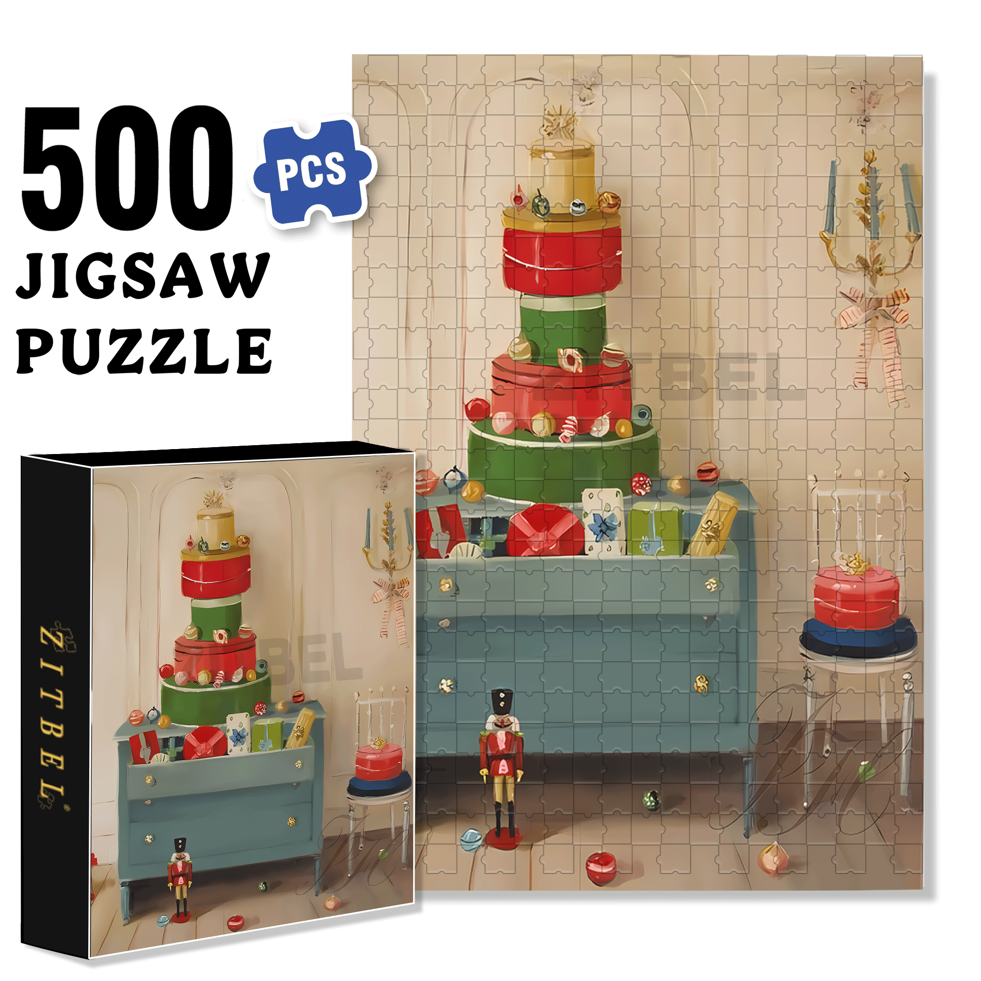 Deck The Hat Boxes 500pcs/1000pcs Jigsaw Puzzle, Scratch-Resistant, Interactive Family Game & Brain-Boosting DIY Decor, Perfect for Halloween, Christmas & New Year Gifts, Family Puzzle Game