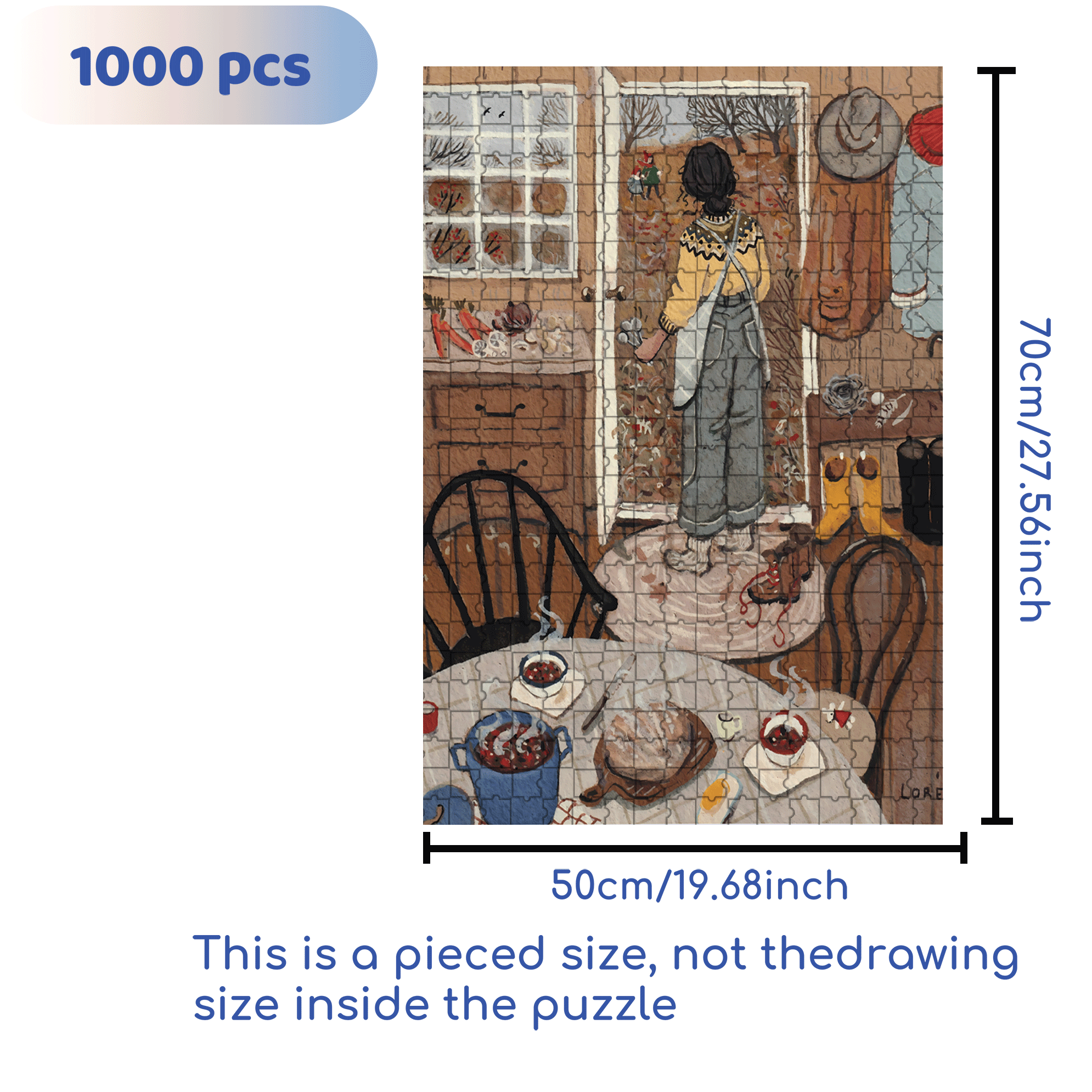 Dinner Bell 500pcs/1000pcs Jigsaw Puzzle, Scratch-Resistant, Interactive Family Game & Brain-Boosting DIY Decor, Perfect for Halloween, Christmas & New Year Gifts, Family Puzzle Game