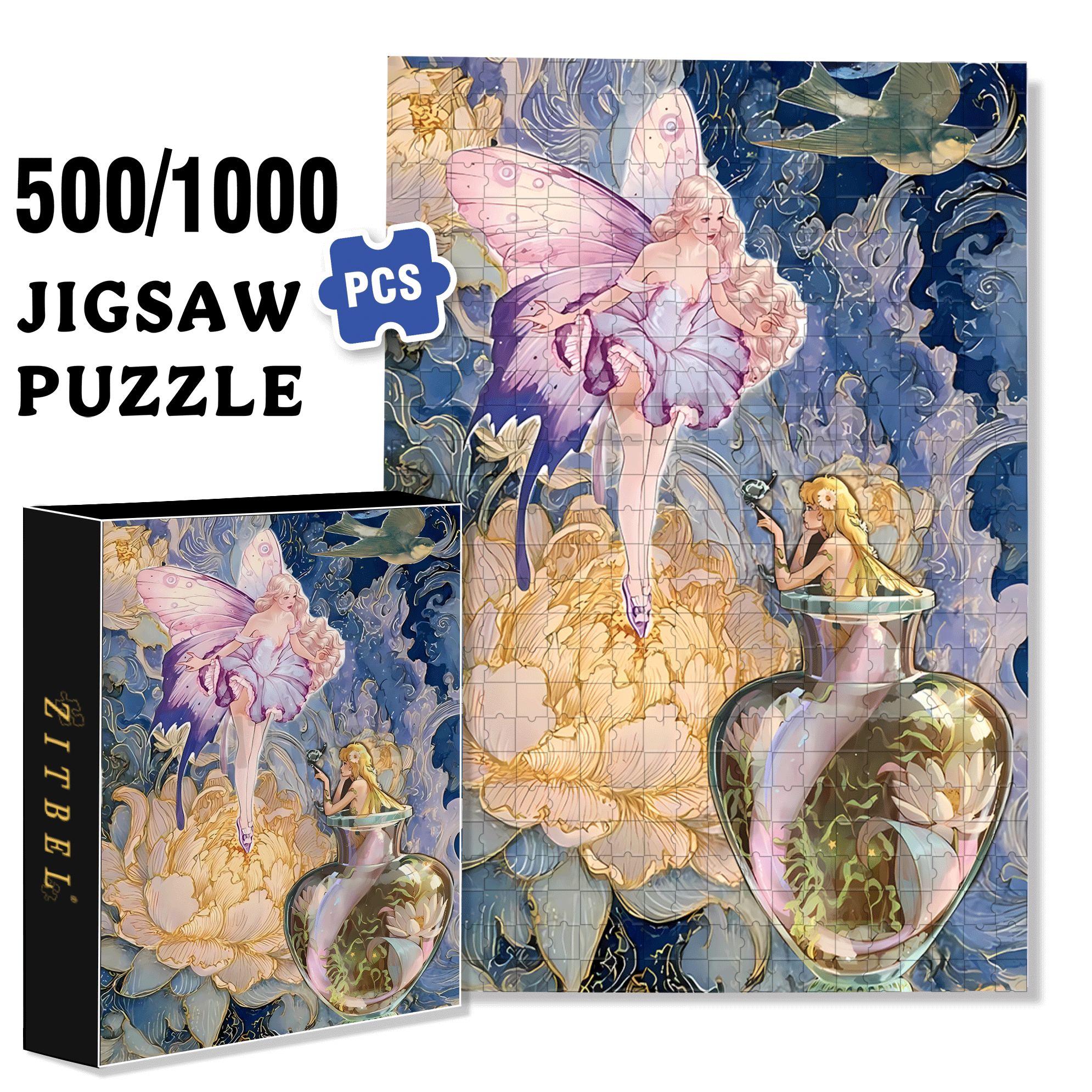 Fairy Tale Heroine 500pcs/1000pcs Jigsaw Puzzle, Scratch-Resistant, Interactive Family Game & Brain-Boosting DIY Decor, Perfect for Halloween, Christmas & New Year Gifts, Family Puzzle Game