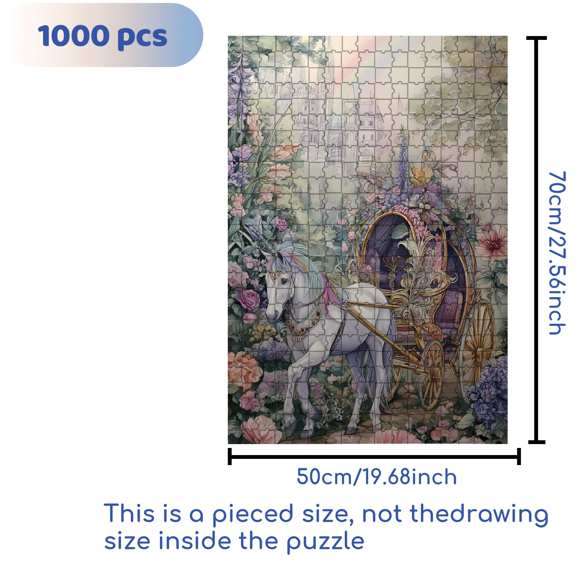 Flower Carriage 500pcs/1000pcs Jigsaw Puzzle, Scratch-Resistant, Interactive Family Game & Brain-Boosting DIY Decor, Perfect for Halloween, Christmas & New Year Gifts, Family Puzzle Game