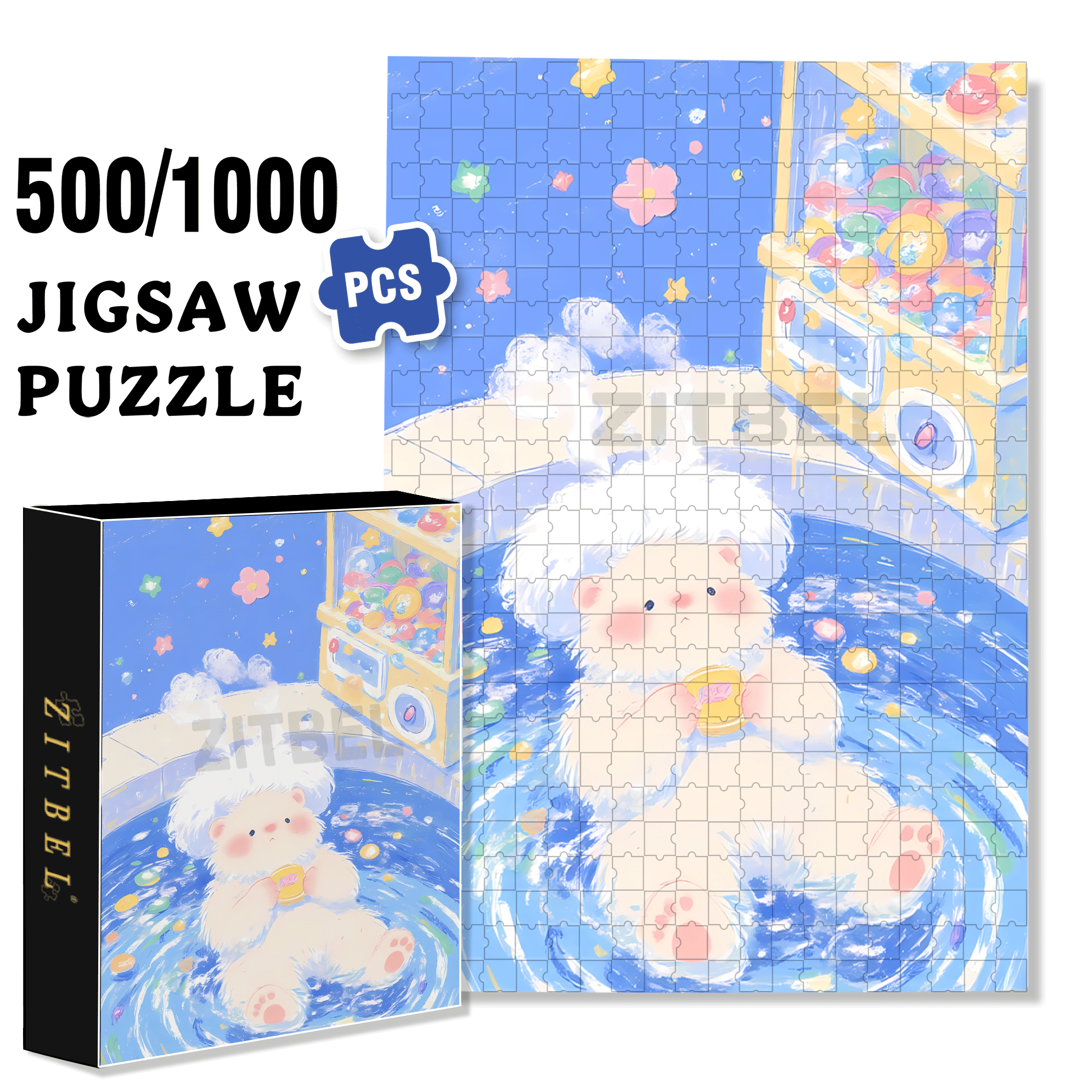 Gachapon Machine 500pcs/1000pcs Jigsaw Puzzle, Scratch-Resistant, Interactive Family Game & Brain-Boosting DIY Decor, Perfect for Halloween, Christmas & New Year Gifts, Family Puzzle Game