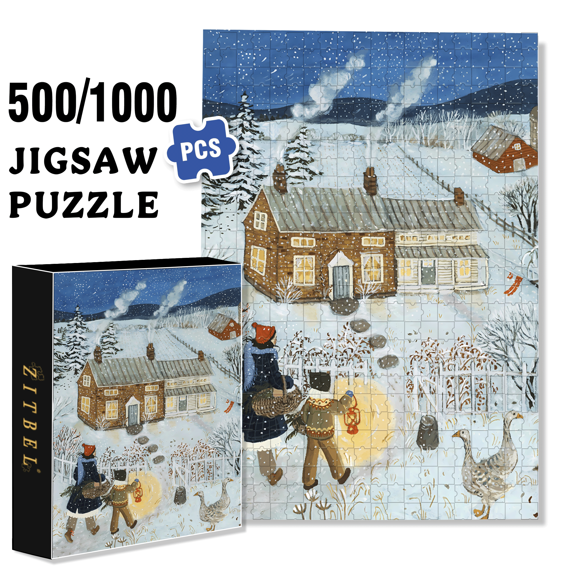 Homeward 500pcs/1000pcs Jigsaw Puzzle, Scratch-Resistant, Interactive Family Game & Brain-Boosting DIY Decor, Perfect for Halloween, Christmas & New Year Gifts, Family Puzzle Game