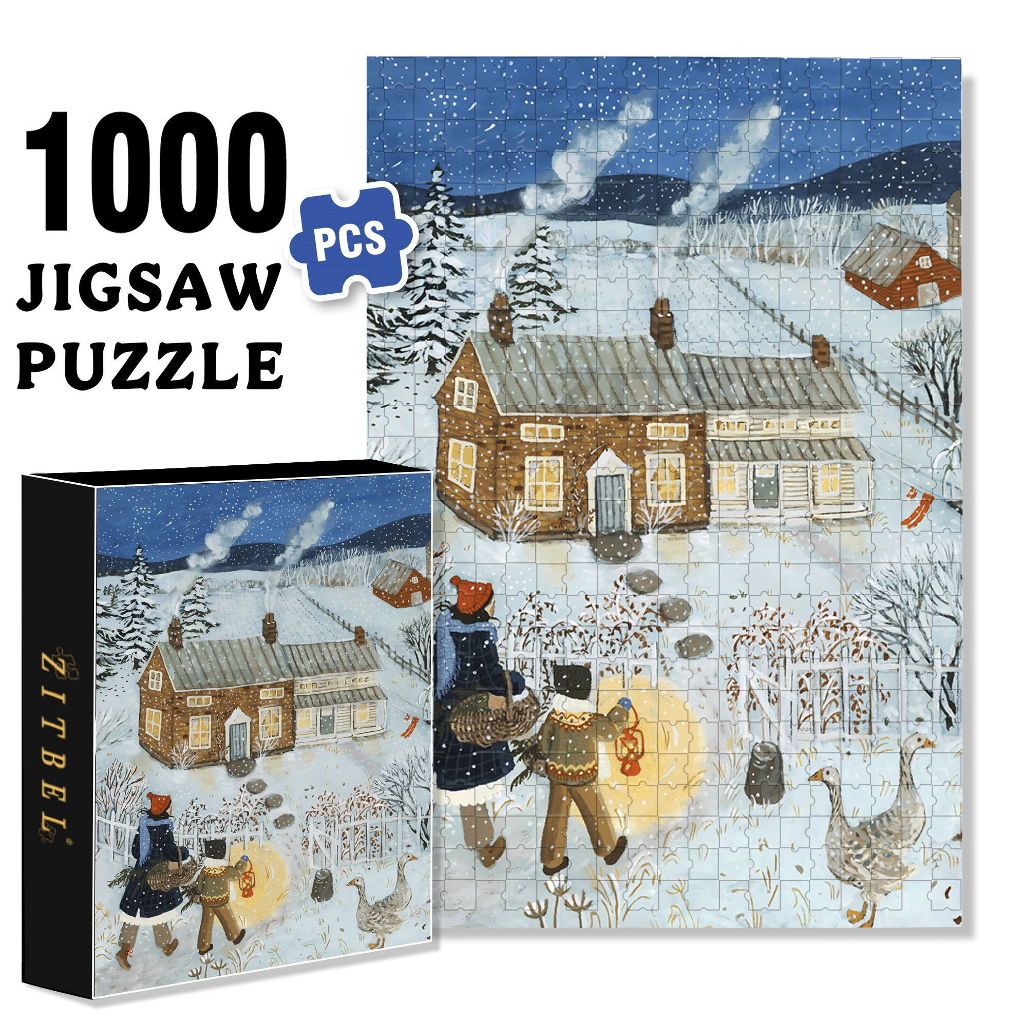 Homeward 500pcs/1000pcs Jigsaw Puzzle, Scratch-Resistant, Interactive Family Game & Brain-Boosting DIY Decor, Perfect for Halloween, Christmas & New Year Gifts, Family Puzzle Game