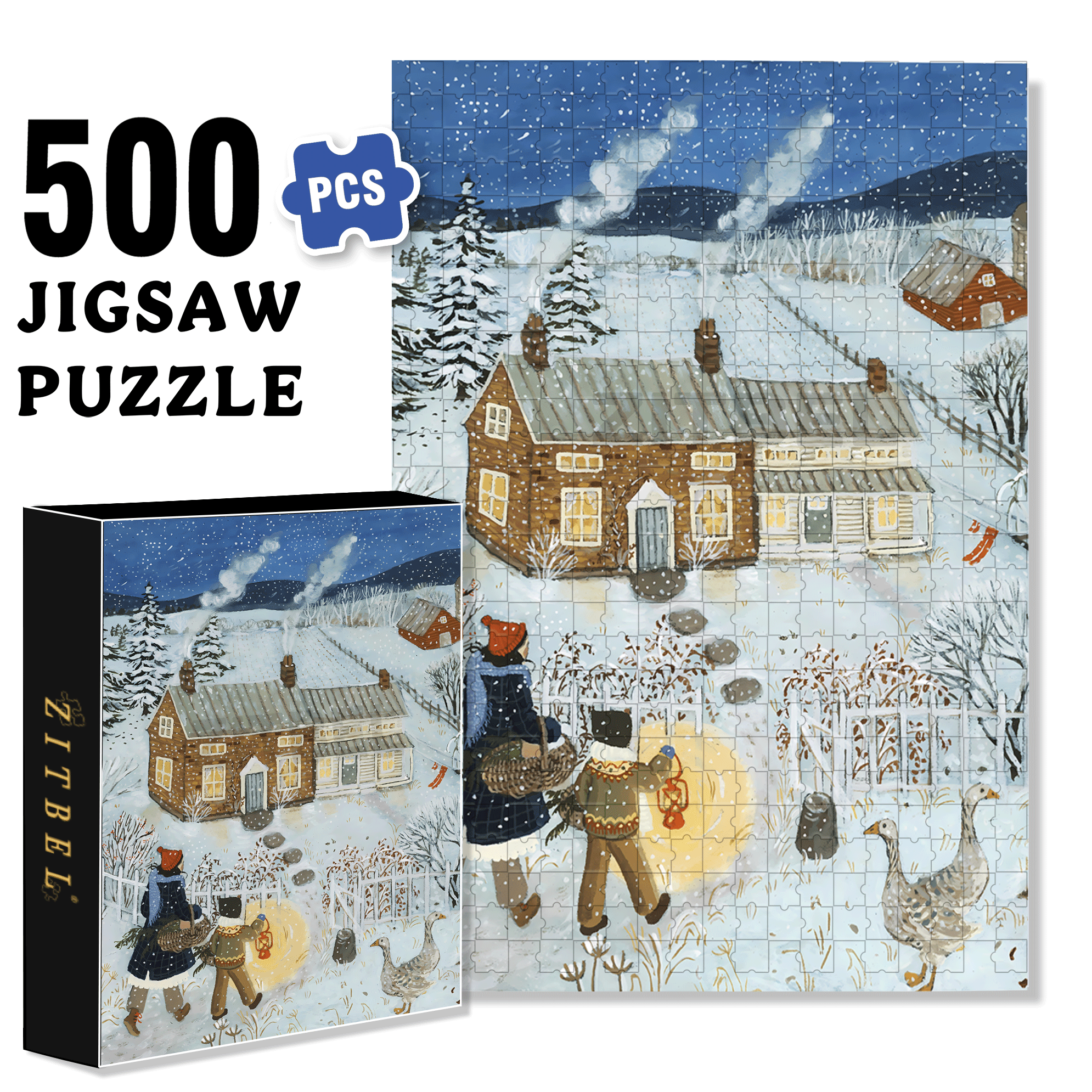 Homeward 500pcs/1000pcs Jigsaw Puzzle, Scratch-Resistant, Interactive Family Game & Brain-Boosting DIY Decor, Perfect for Halloween, Christmas & New Year Gifts, Family Puzzle Game
