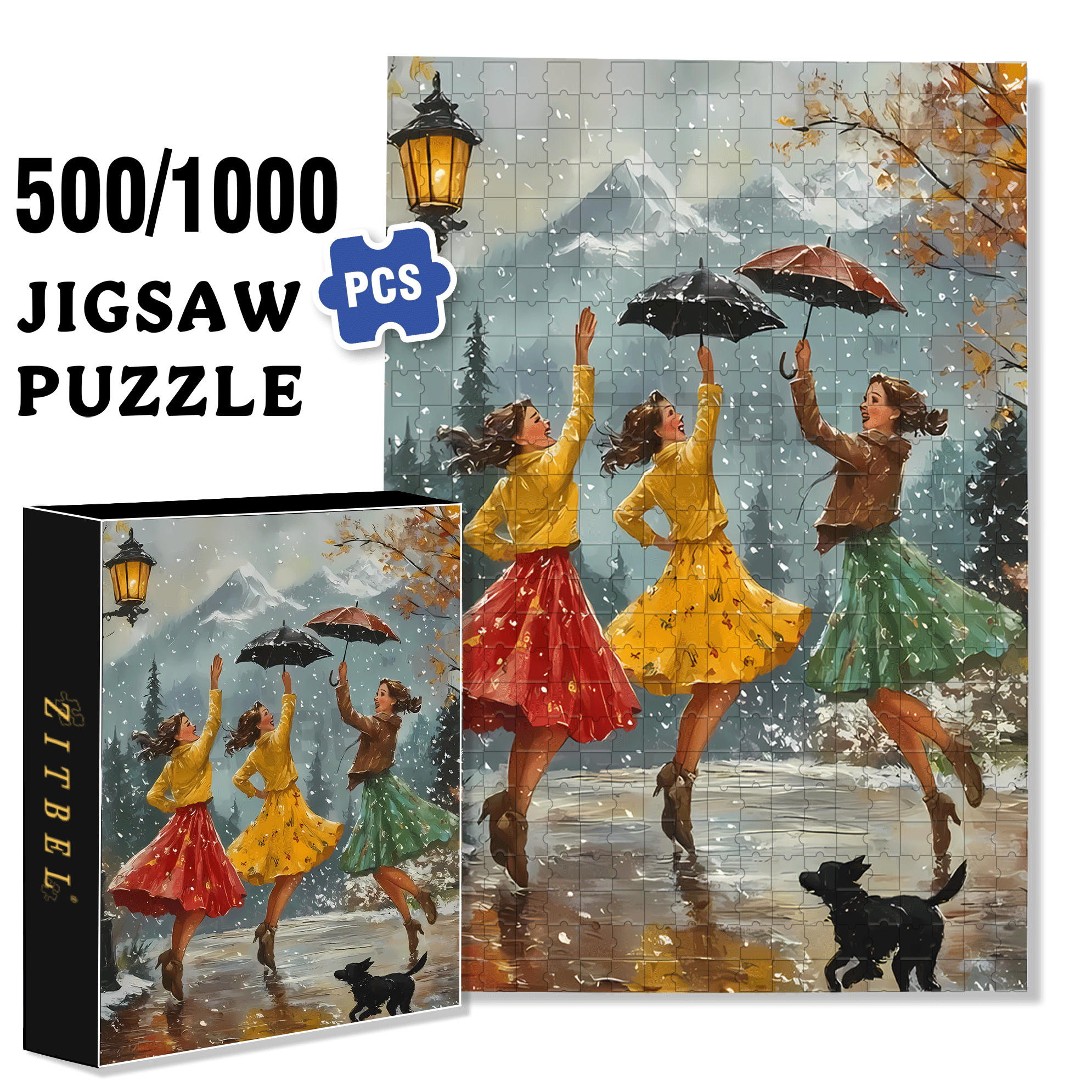 Jump Up 500pcs/1000pcs Jigsaw Puzzle, Scratch-Resistant, Interactive Family Game & Brain-Boosting DIY Decor, Perfect for Halloween, Christmas & New Year Gifts, Family Puzzle Game