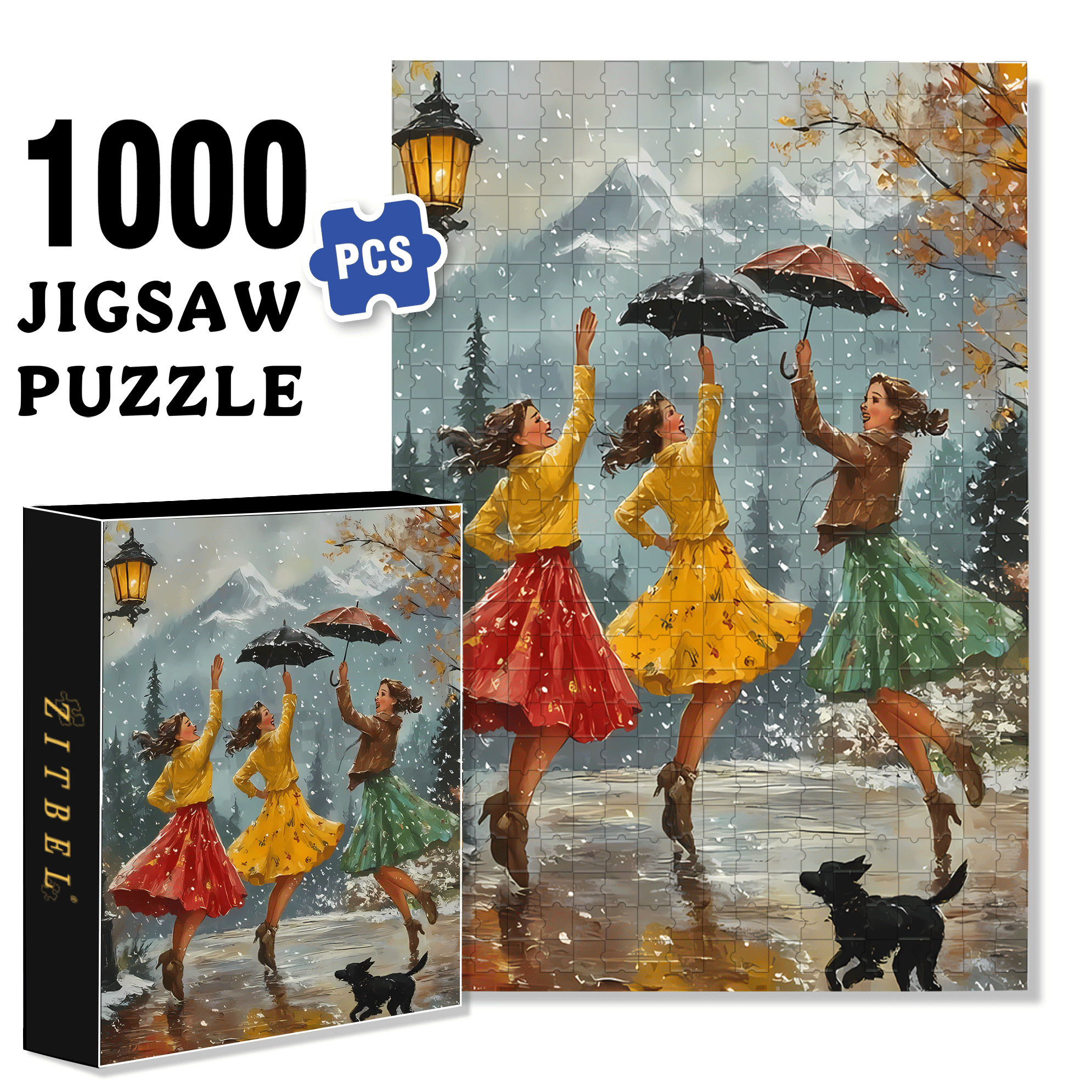 Jump Up 500pcs/1000pcs Jigsaw Puzzle, Scratch-Resistant, Interactive Family Game & Brain-Boosting DIY Decor, Perfect for Halloween, Christmas & New Year Gifts, Family Puzzle Game